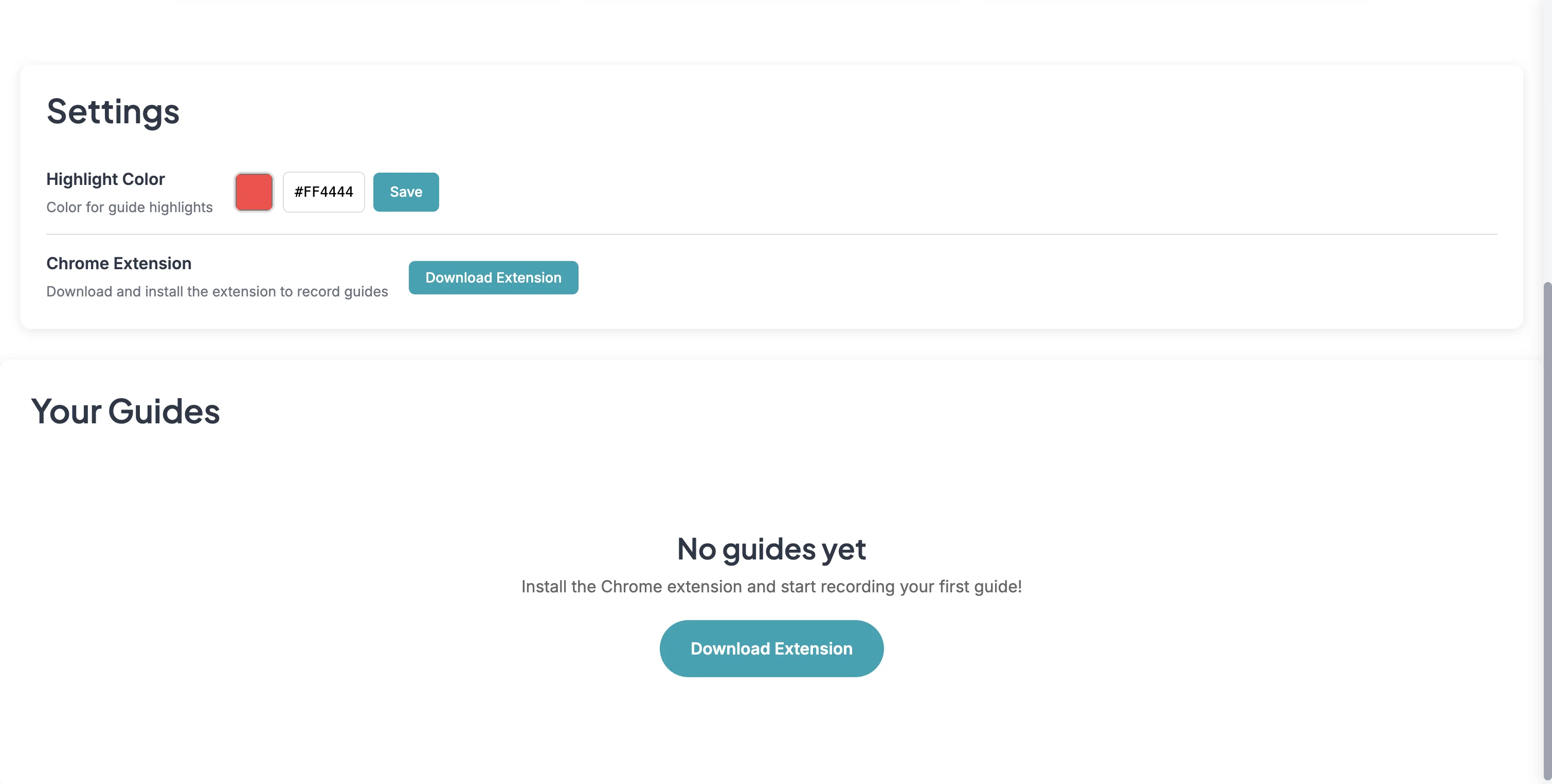 Screenshot showing Scroll to Settings