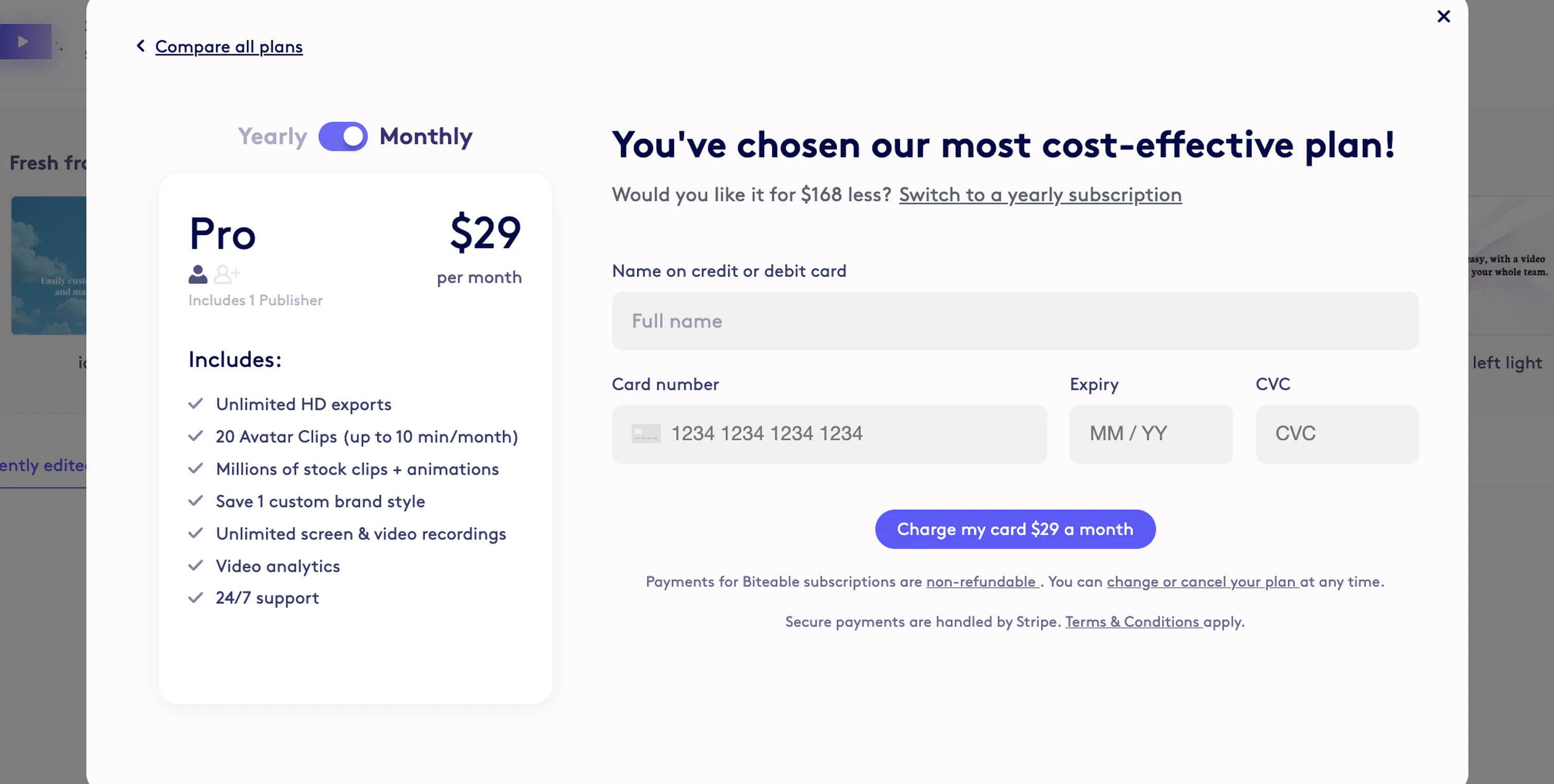 Screenshot showing If you decide to switch plans or billing frequency, you can do so on this checkout page.