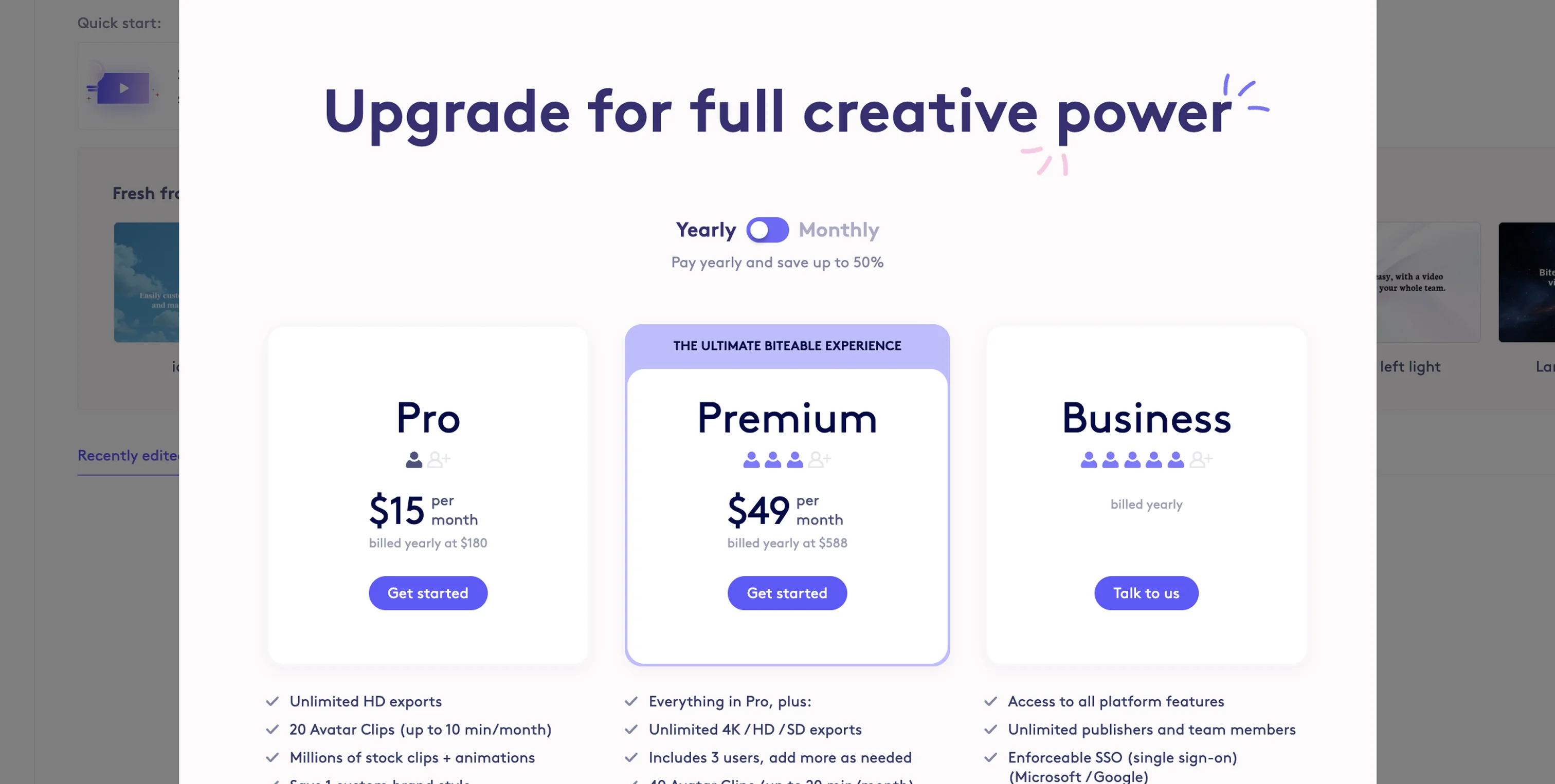 Screenshot showing Selecting "Compare all plans" will allow you to pick a different plan.