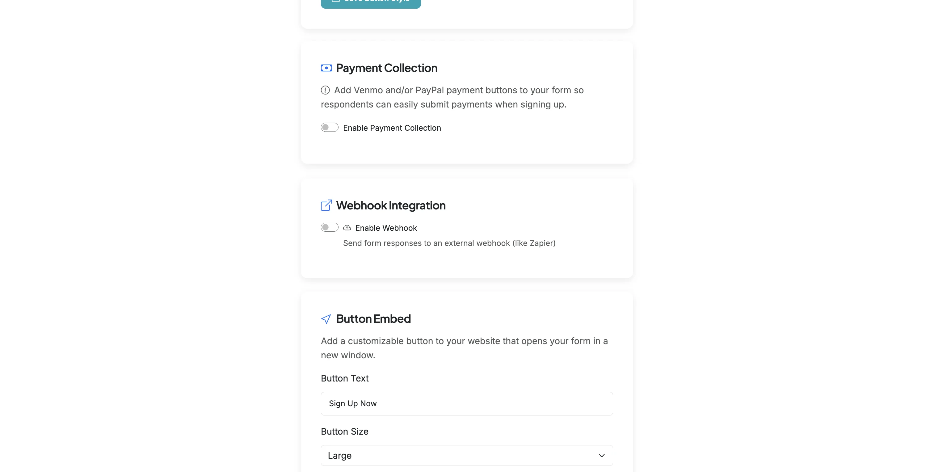 Screenshot showing Scroll down to the Payment Collection section