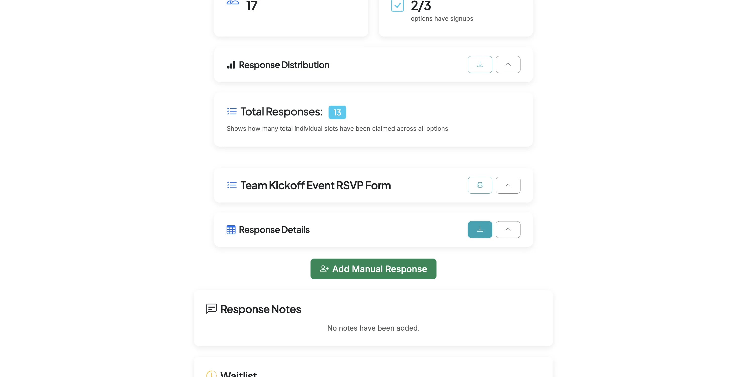 Screenshot showing Click the Download button and a csv file including all response details will be downloaded to your browser or device.