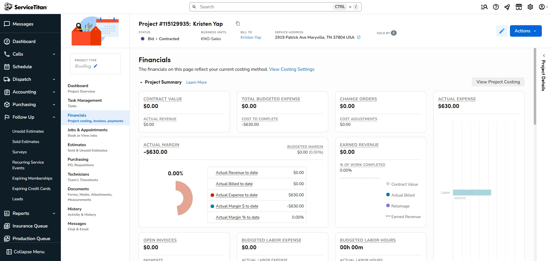 Screenshot showing Look at the menu to the left again and select the "Financials" tab.