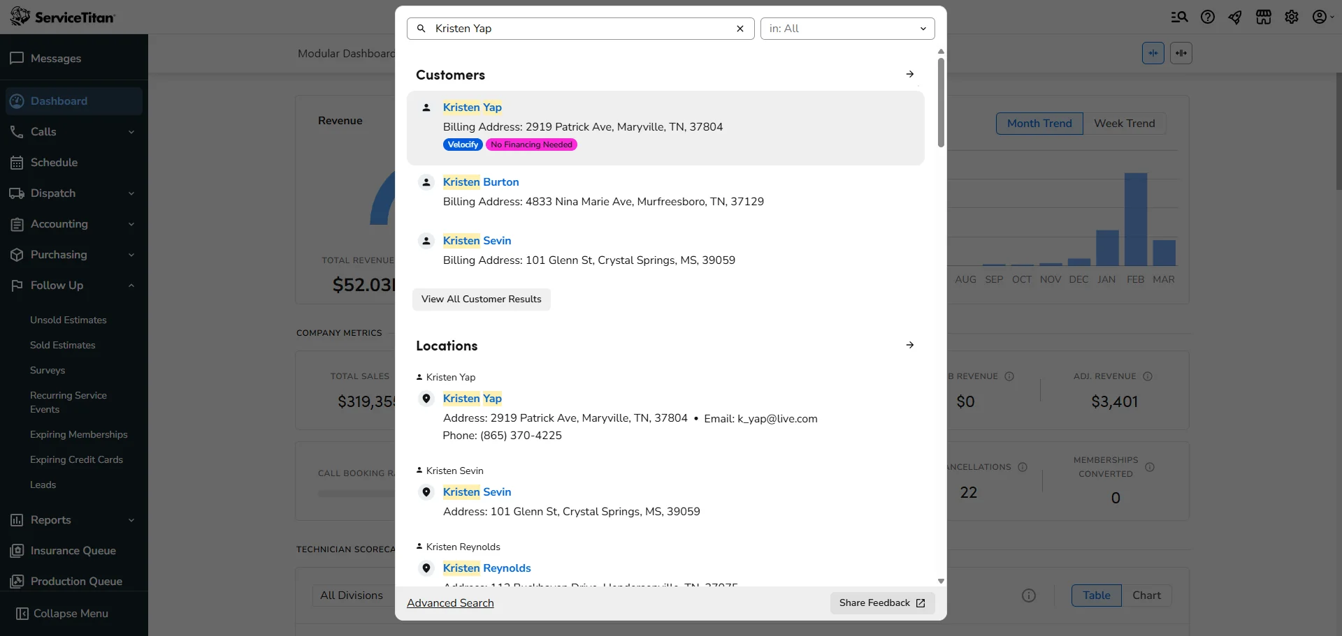 Screenshot showing Click on Customer's account.