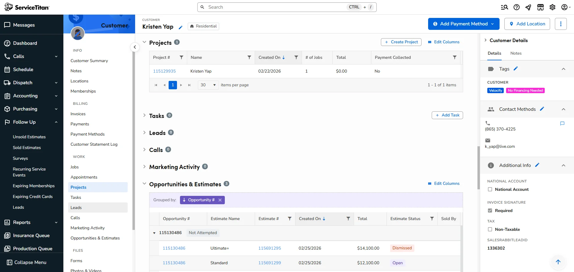 Screenshot showing Click on the "Project Number" that is highlighted in Blue.