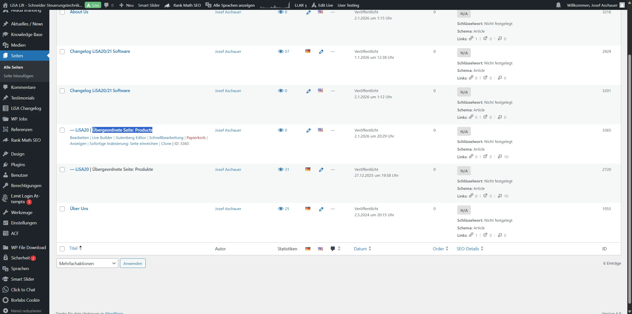 Screenshot showing Vorlageprodukt suchen, LiSA20 in unserem Beispiel, kann aber auch ein Taster oder sonstiges sein