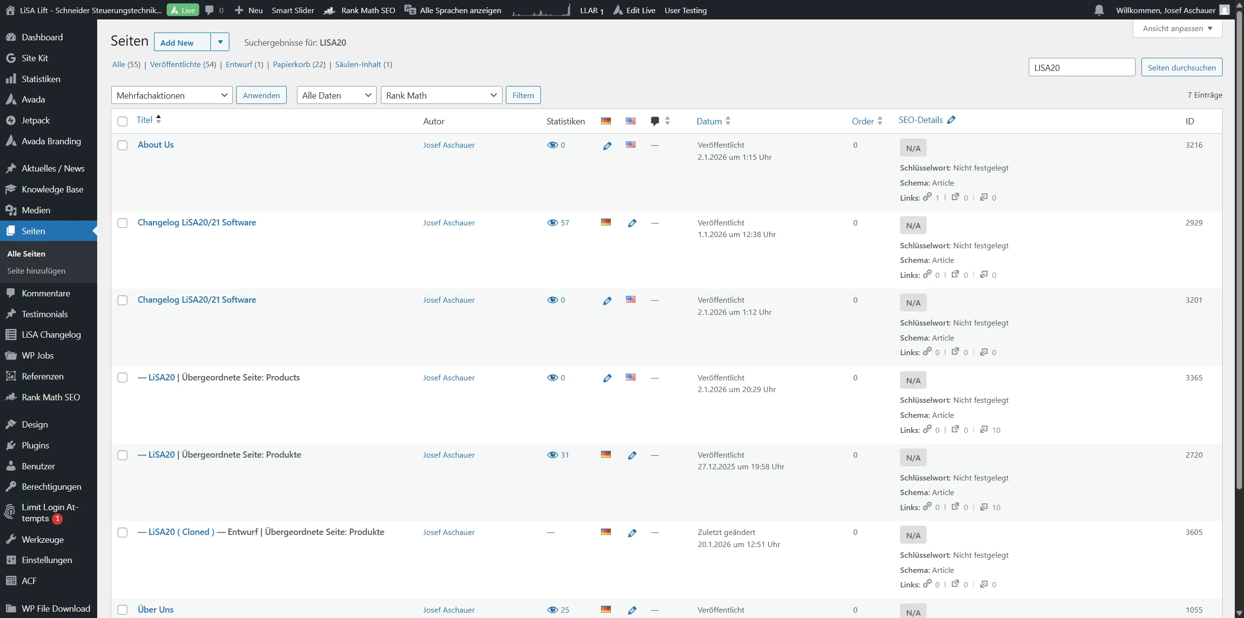 Screenshot showing Seite sollte sich neuladen und es sollte eine "(Cloned)" Version davon geben!