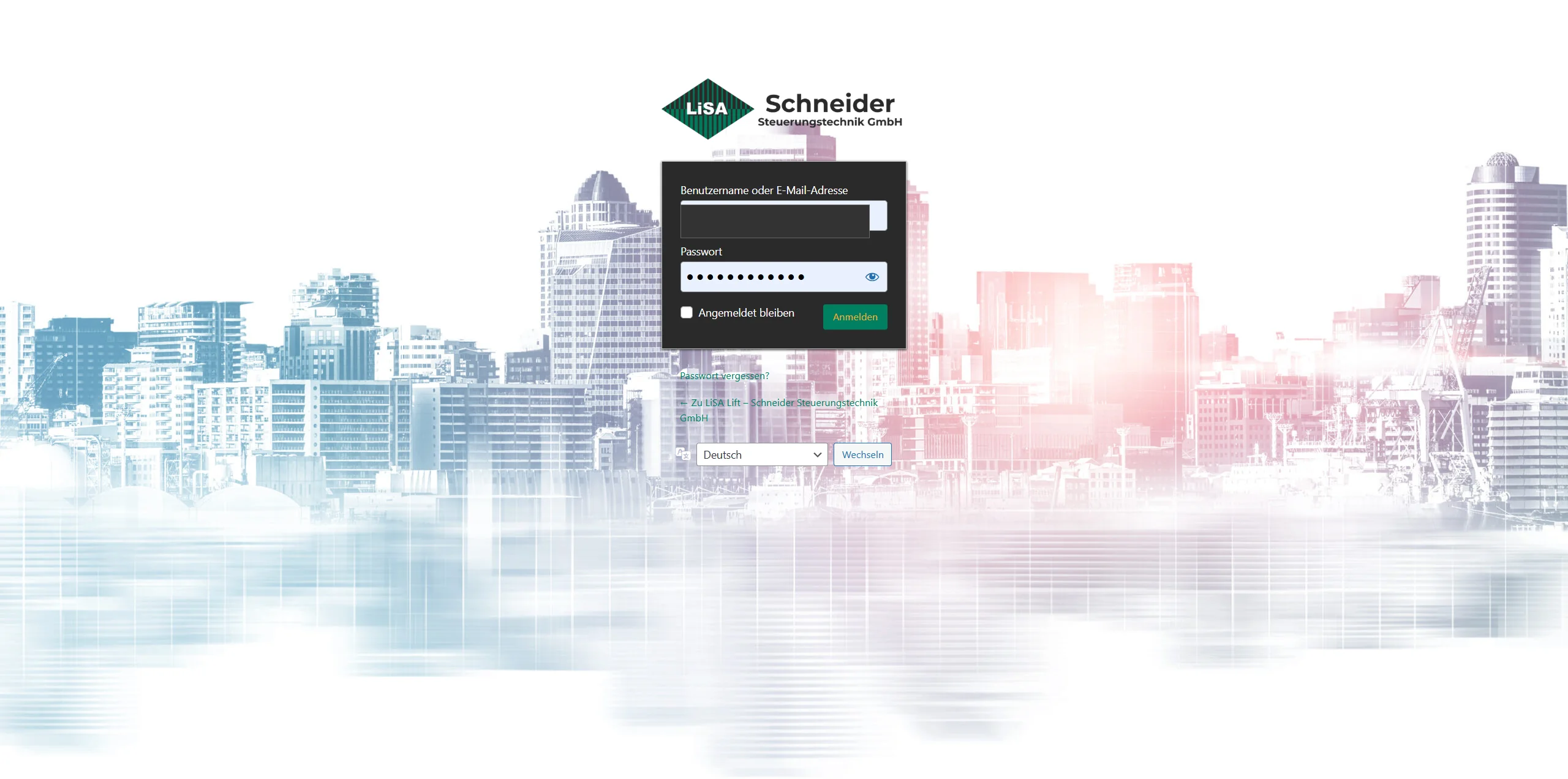 Screenshot showing Logindaten eintragen und "Anmelden" drücken