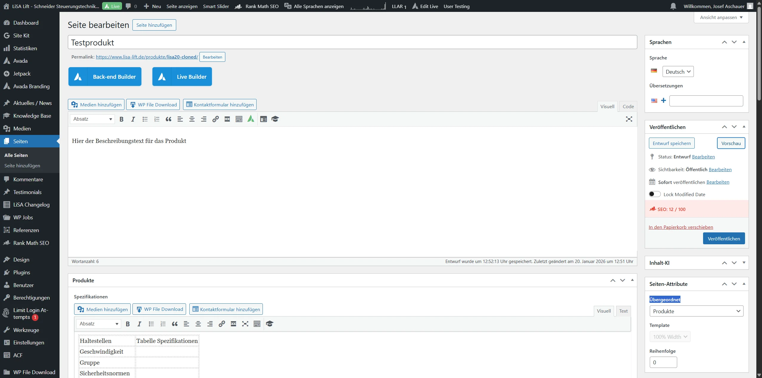Screenshot showing Wenn soweit alles erledigt dann einmal auf "Entwurf speichern"