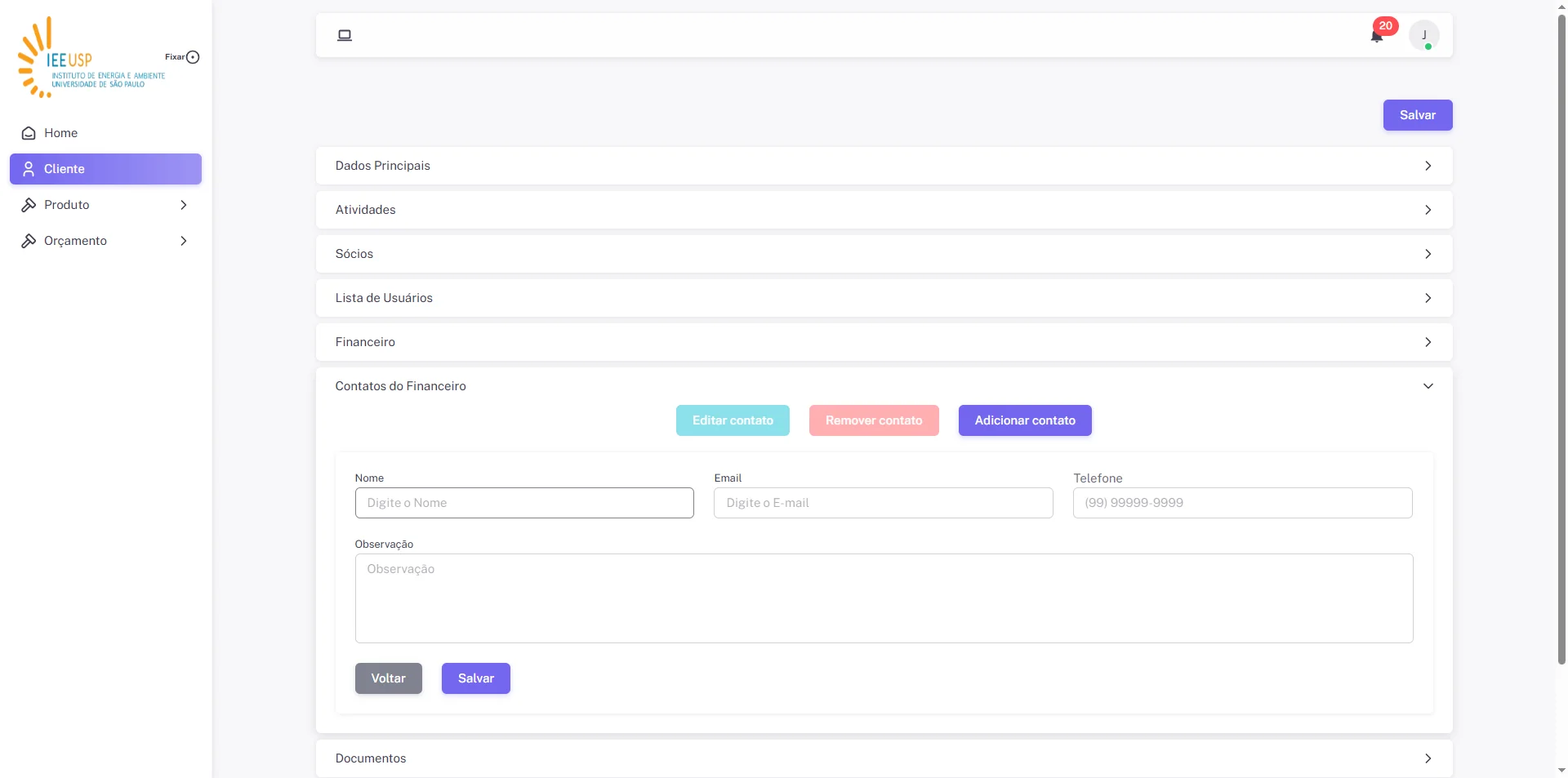 Screenshot showing Clique no botão 'Adicionar contato'