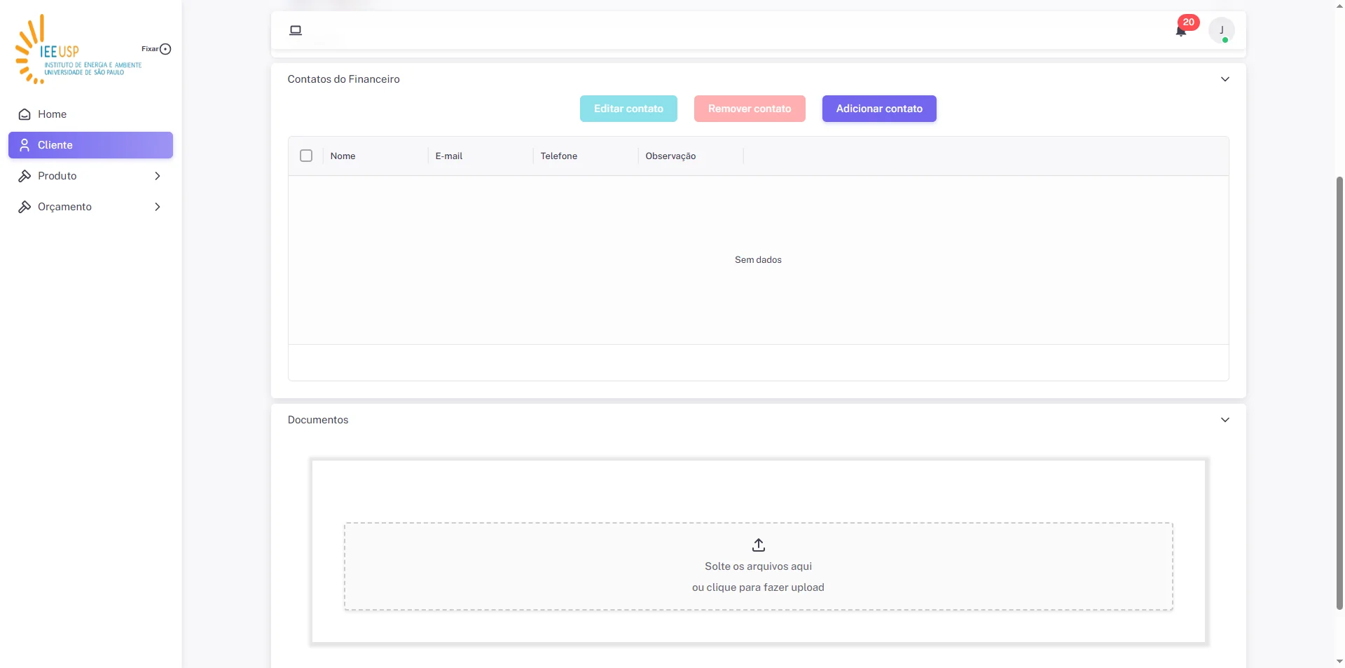 Screenshot showing Clique em 'Documentos'