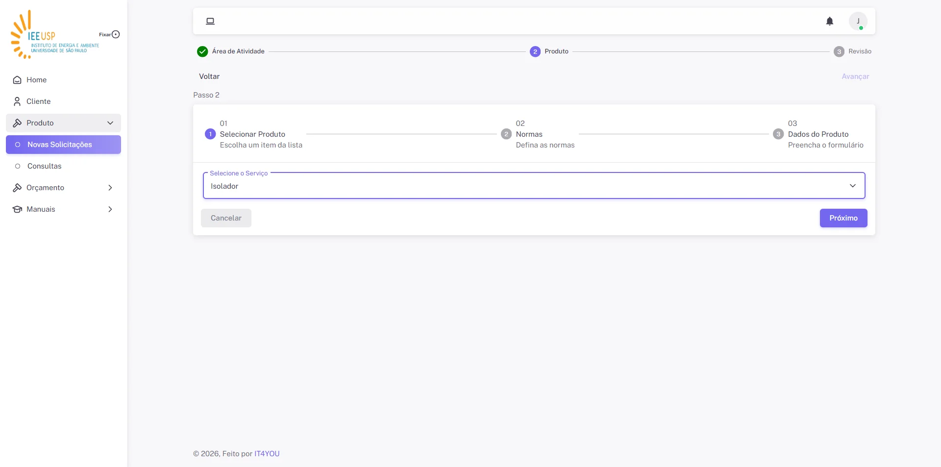 Screenshot showing Clique no botão "Próximo"