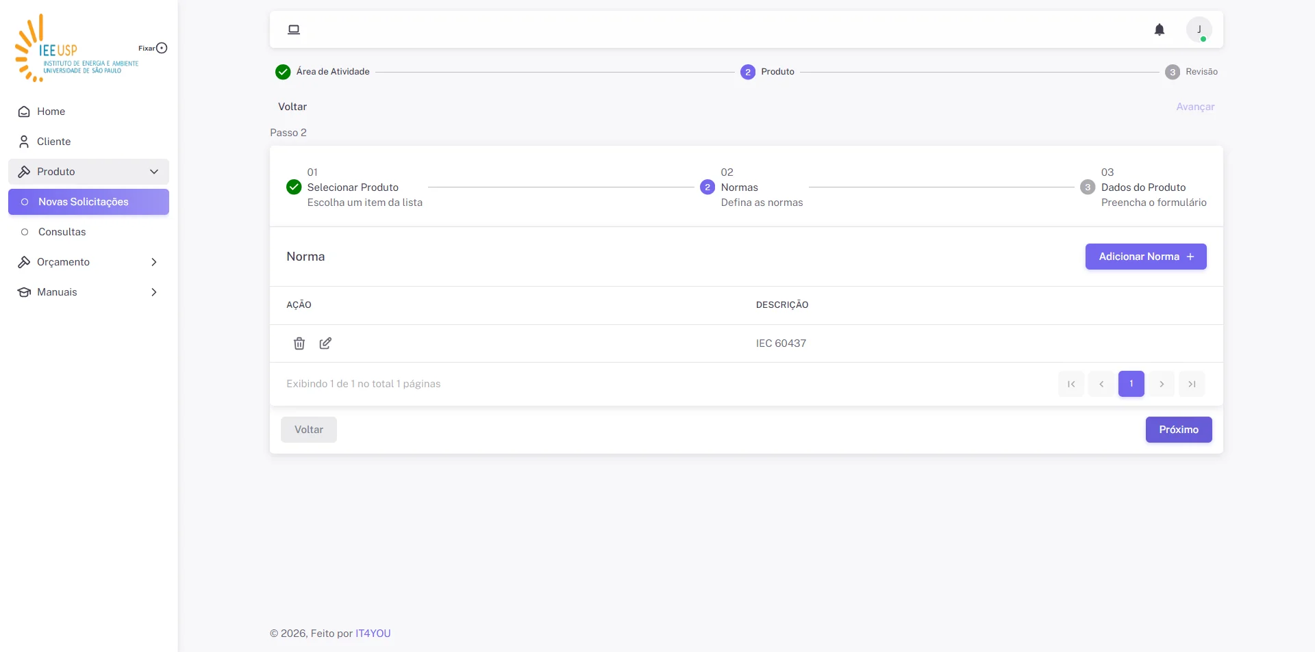 Screenshot showing Clique no botão "Próximo"