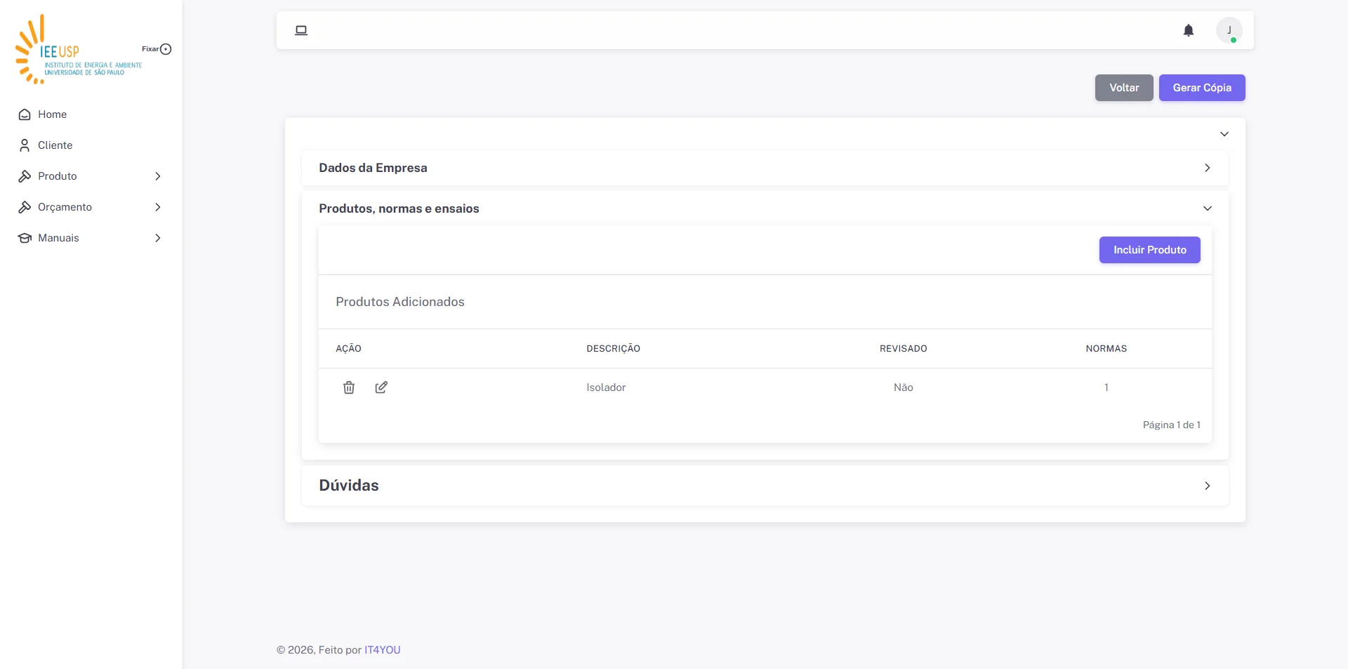 Screenshot showing Ao finalizar a revisão, clique no botão "Gerar Cópia"