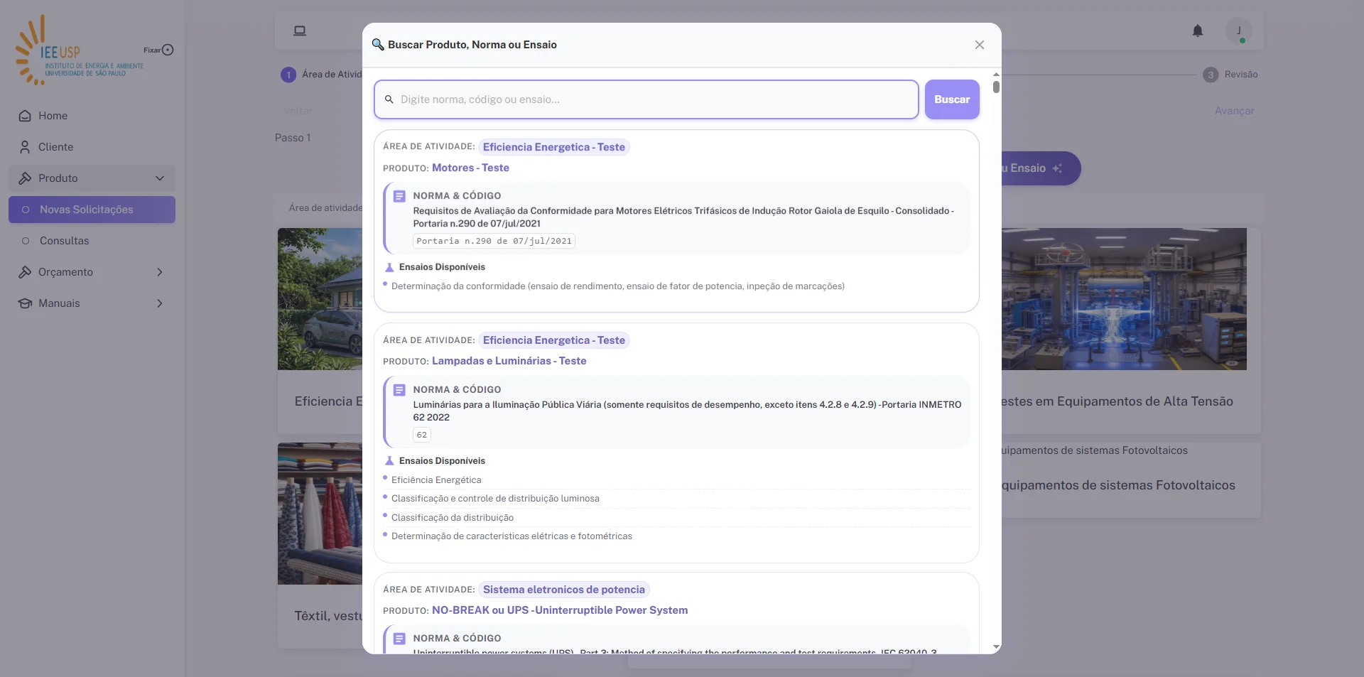 Screenshot showing Para uma busca específica, digite a informação e clique no botão "Buscar"