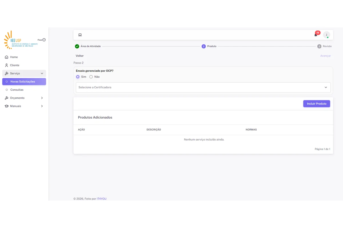Screenshot showing Clique no botão "Incluir Produto"