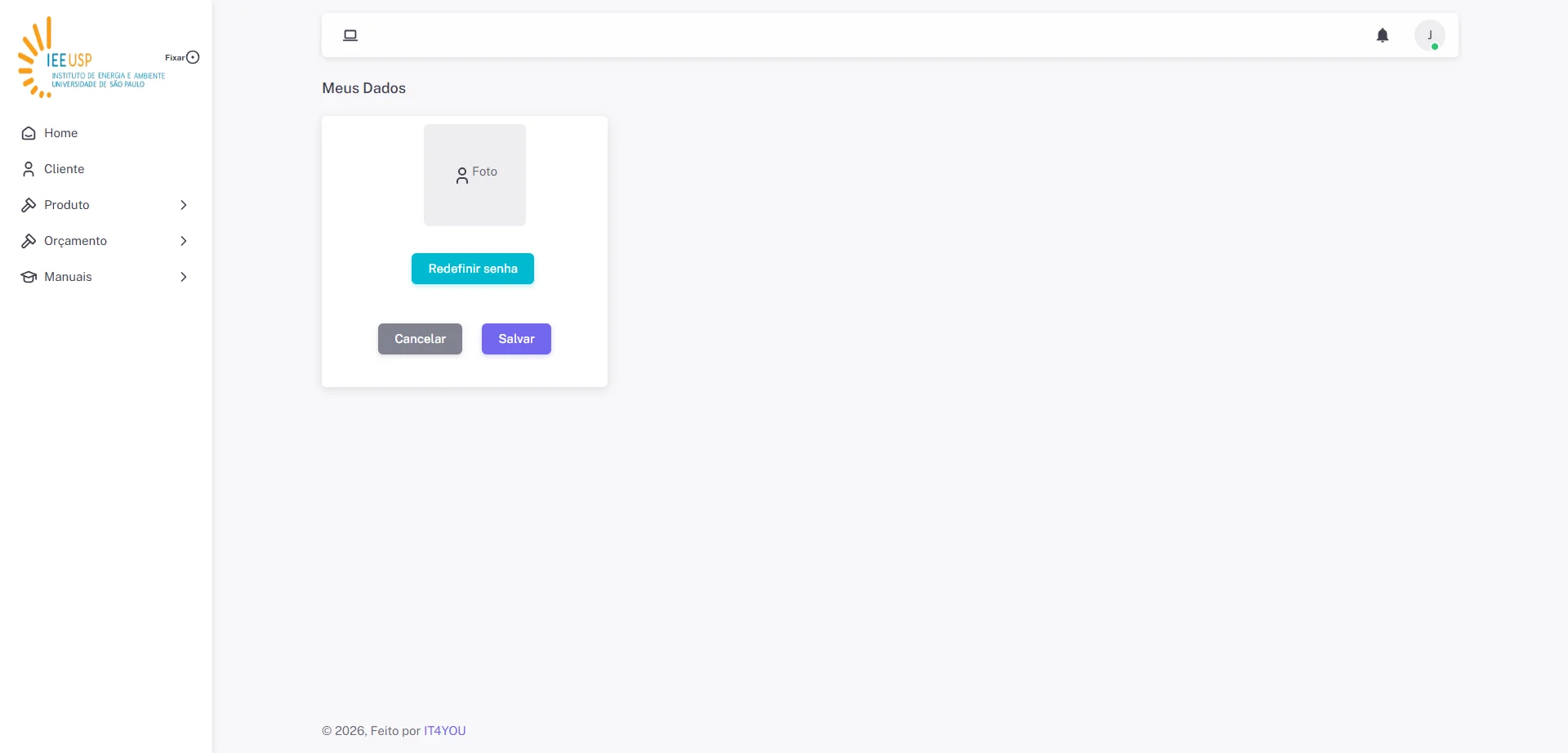 Screenshot showing Clique em "Foto" para alterar sua foto de apresentação
