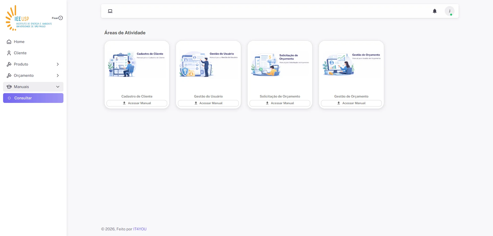 Screenshot showing Clique em 'Manuais' e 'Consultar'