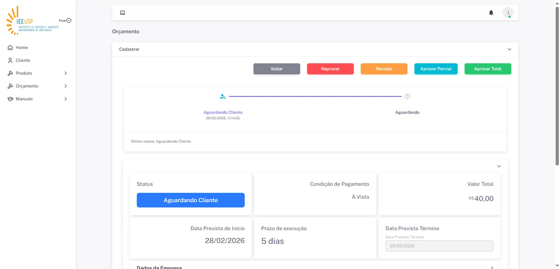 Screenshot showing Clique no botão "Aprovar Parcial"