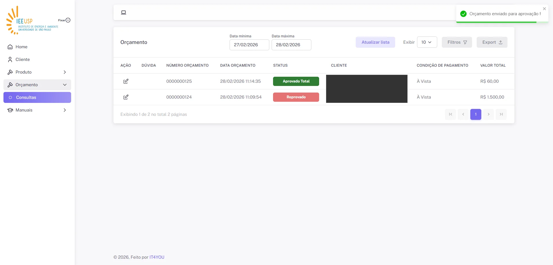 Screenshot showing Após a aprovação, receberá uma confirmação em tela