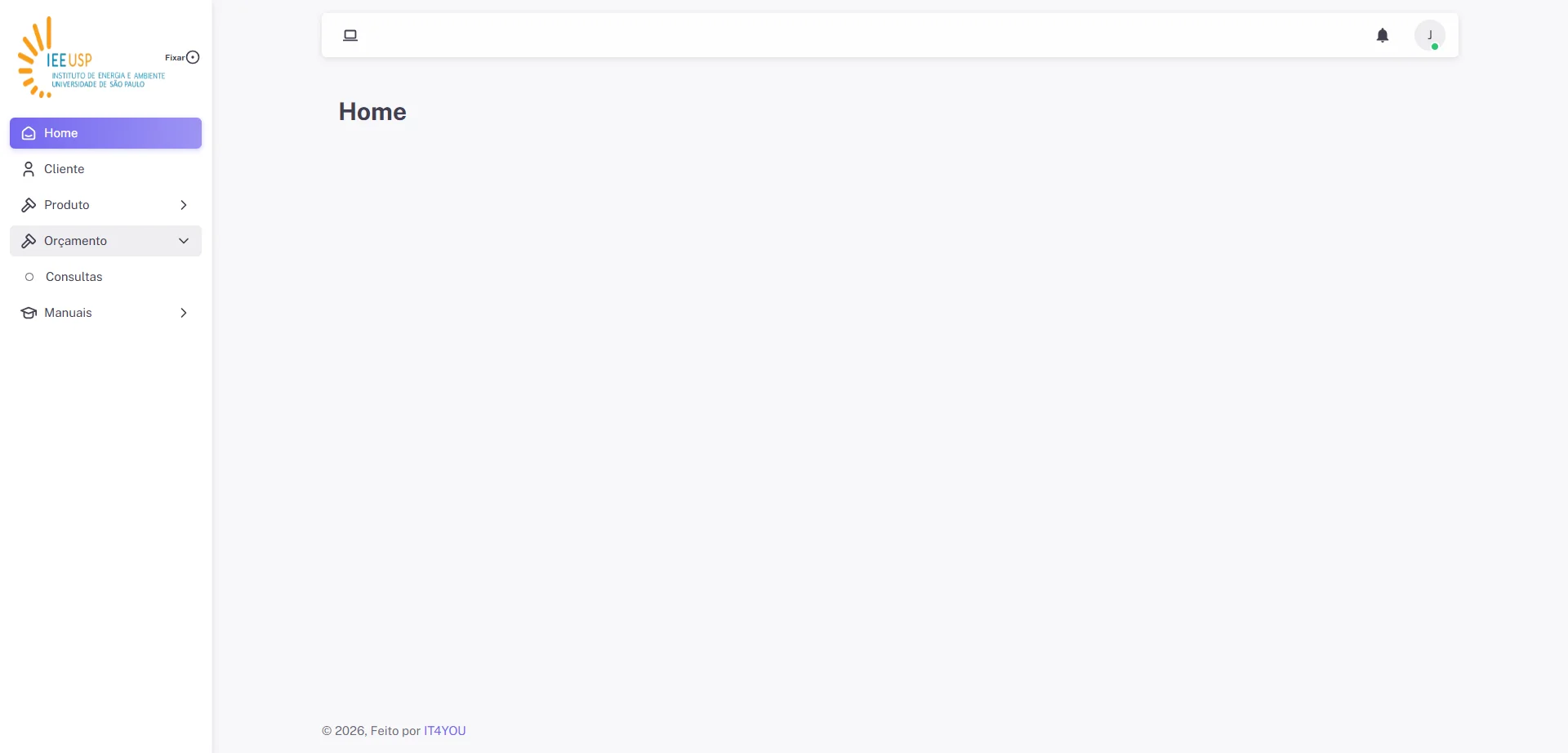 Screenshot showing Clique em 'Orçamento' e 'Consultas'