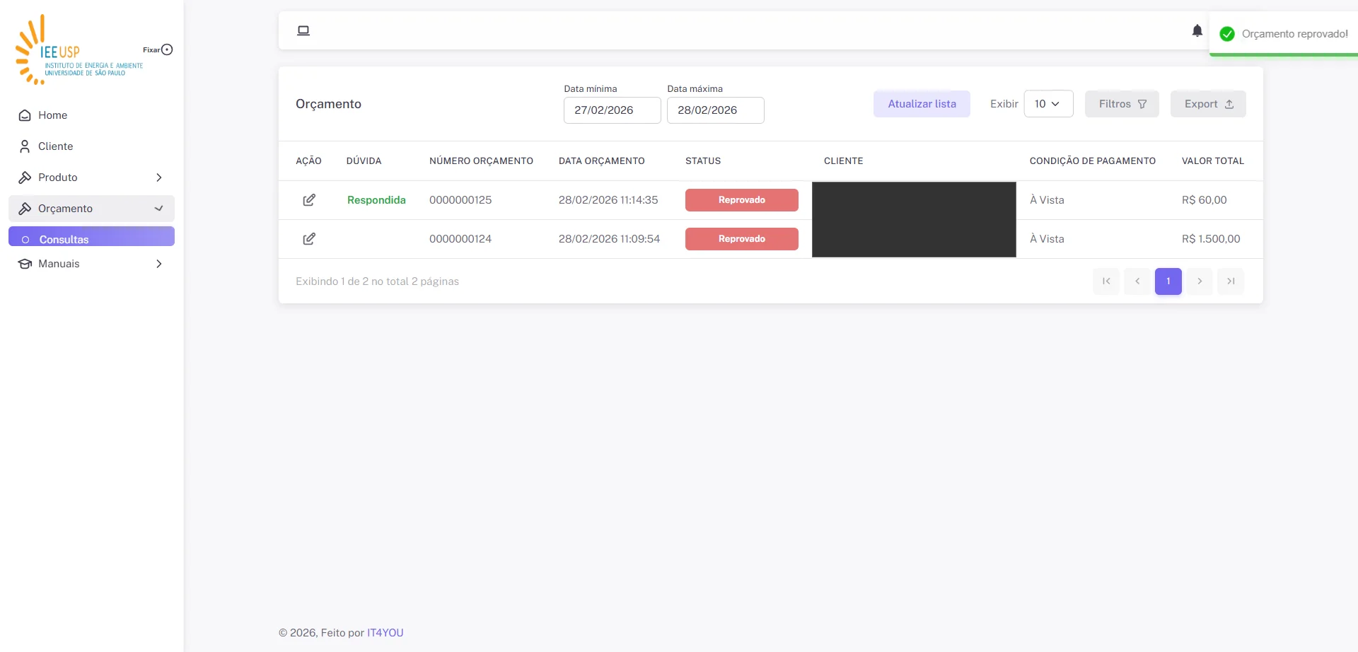 Screenshot showing Após a Reprovação, receberá uma confirmação em tela