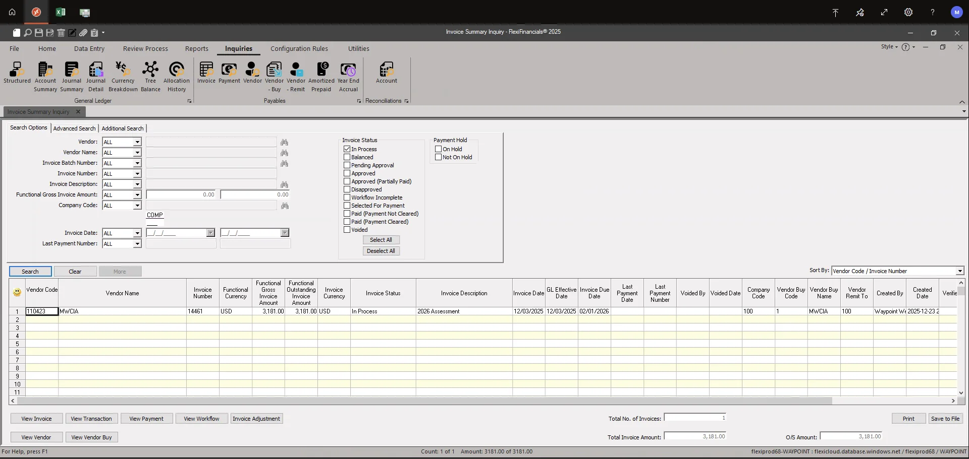 Screenshot showing Double click (or select view/edit) on the invoice you're looking for.