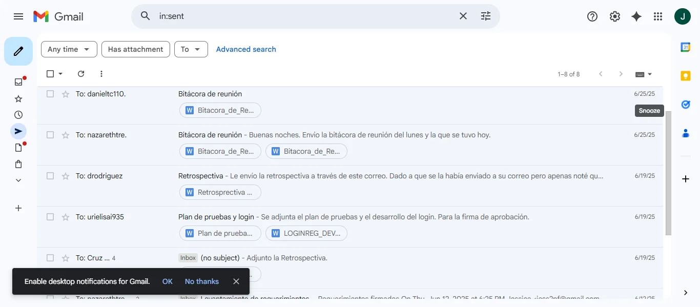 Screenshot showing Navigate to https://mail.google.com/mail/u/0/?pli=1#sent