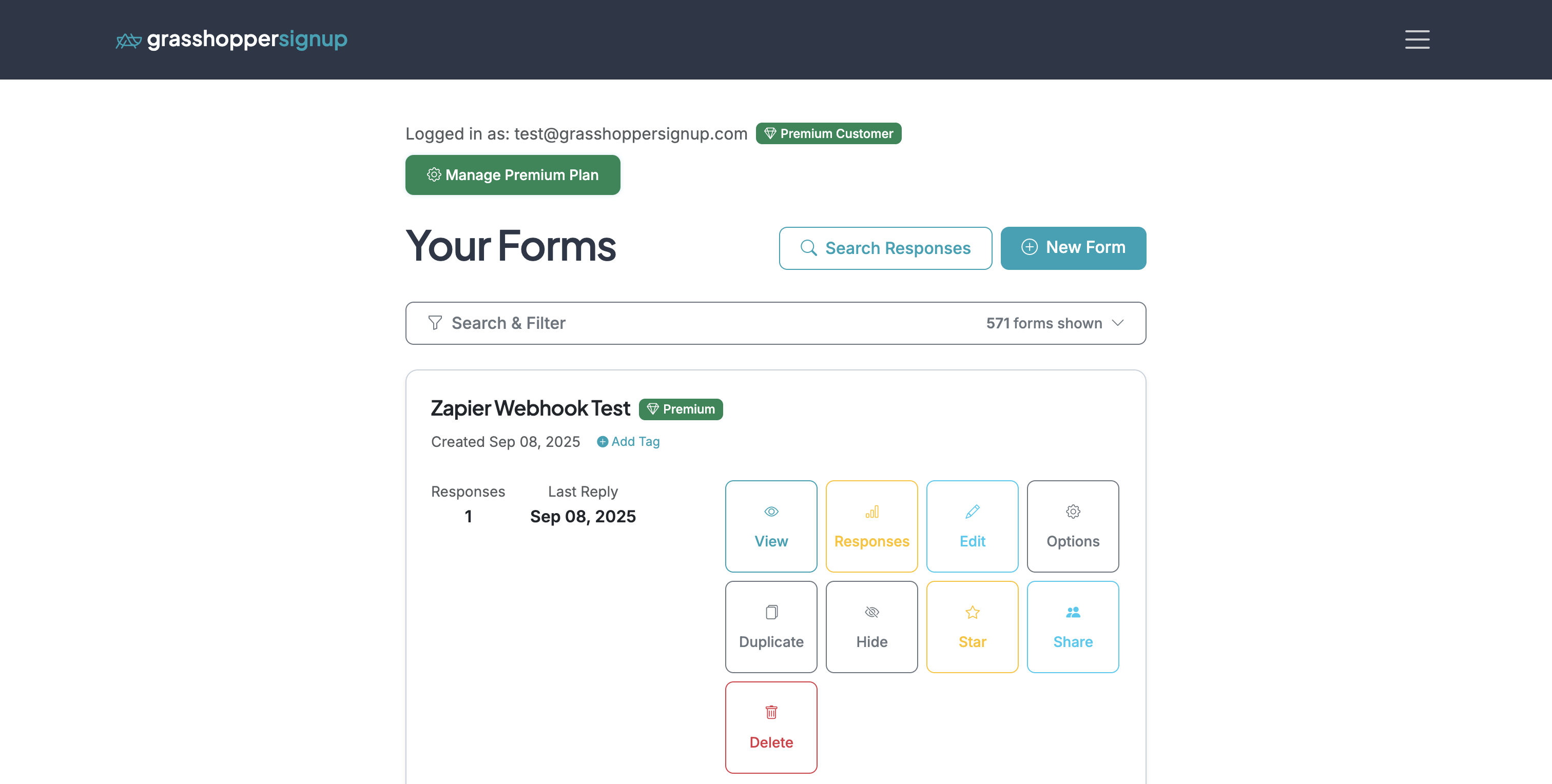 Screenshot showing Go to your Dashboard. If you have a Premium plan you will see a 'Manage Premium Plan' option.
