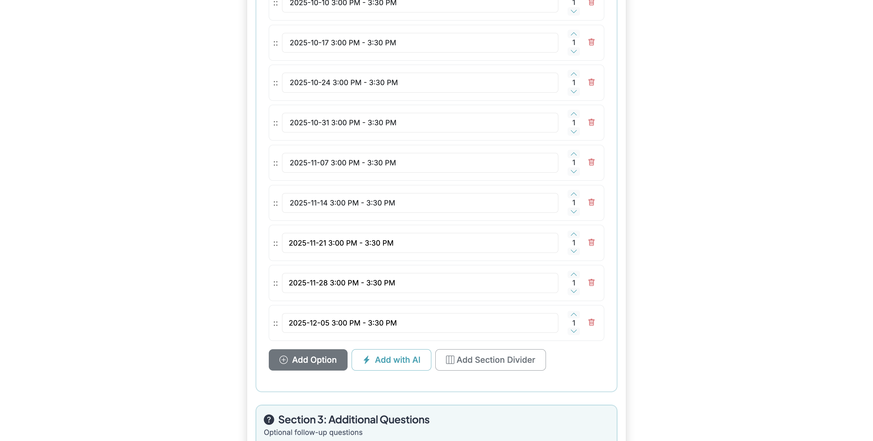 Screenshot showing The additional options will then be added to your form.