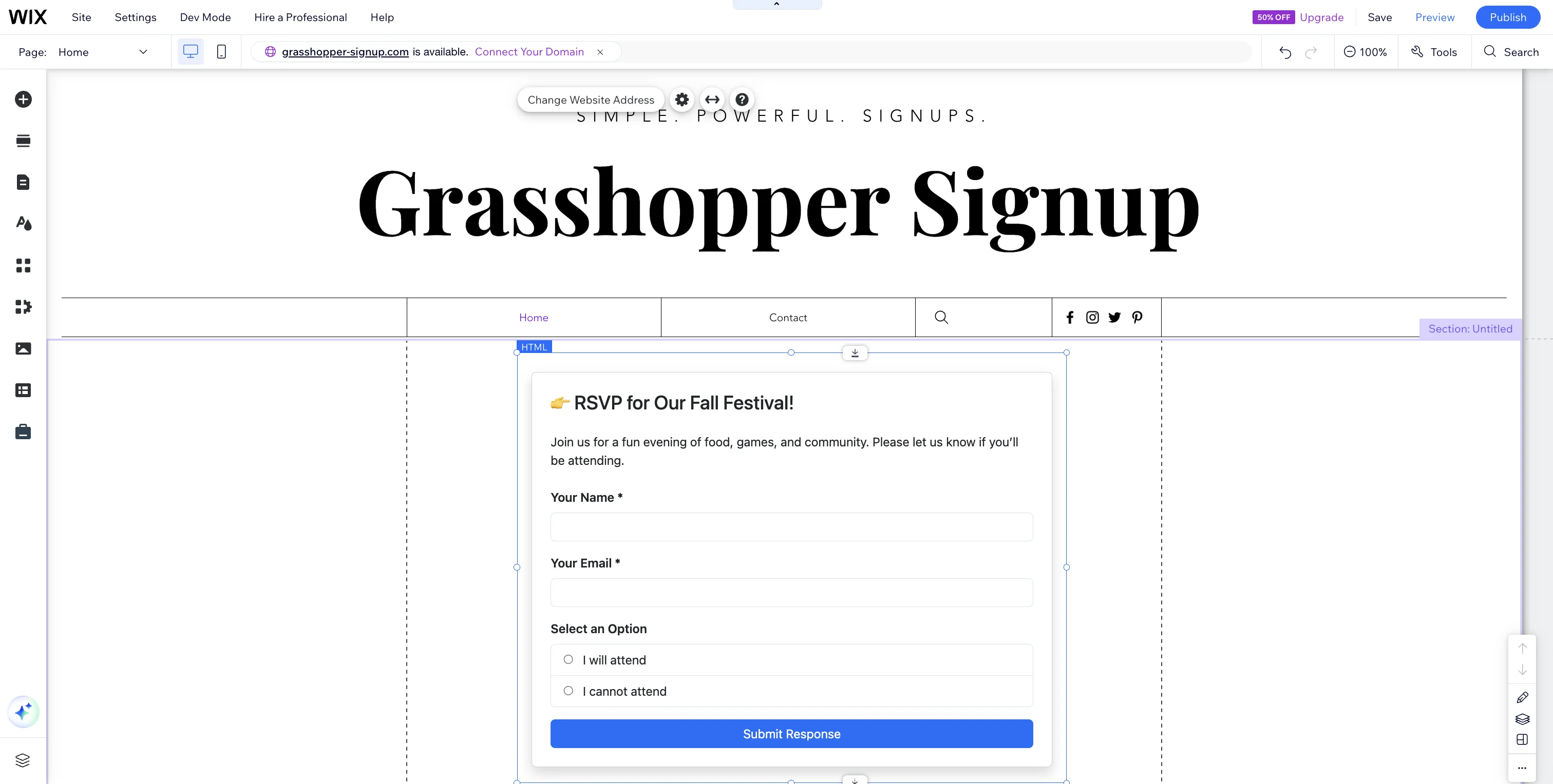 Screenshot showing Resize and position your form on your Wix website.
