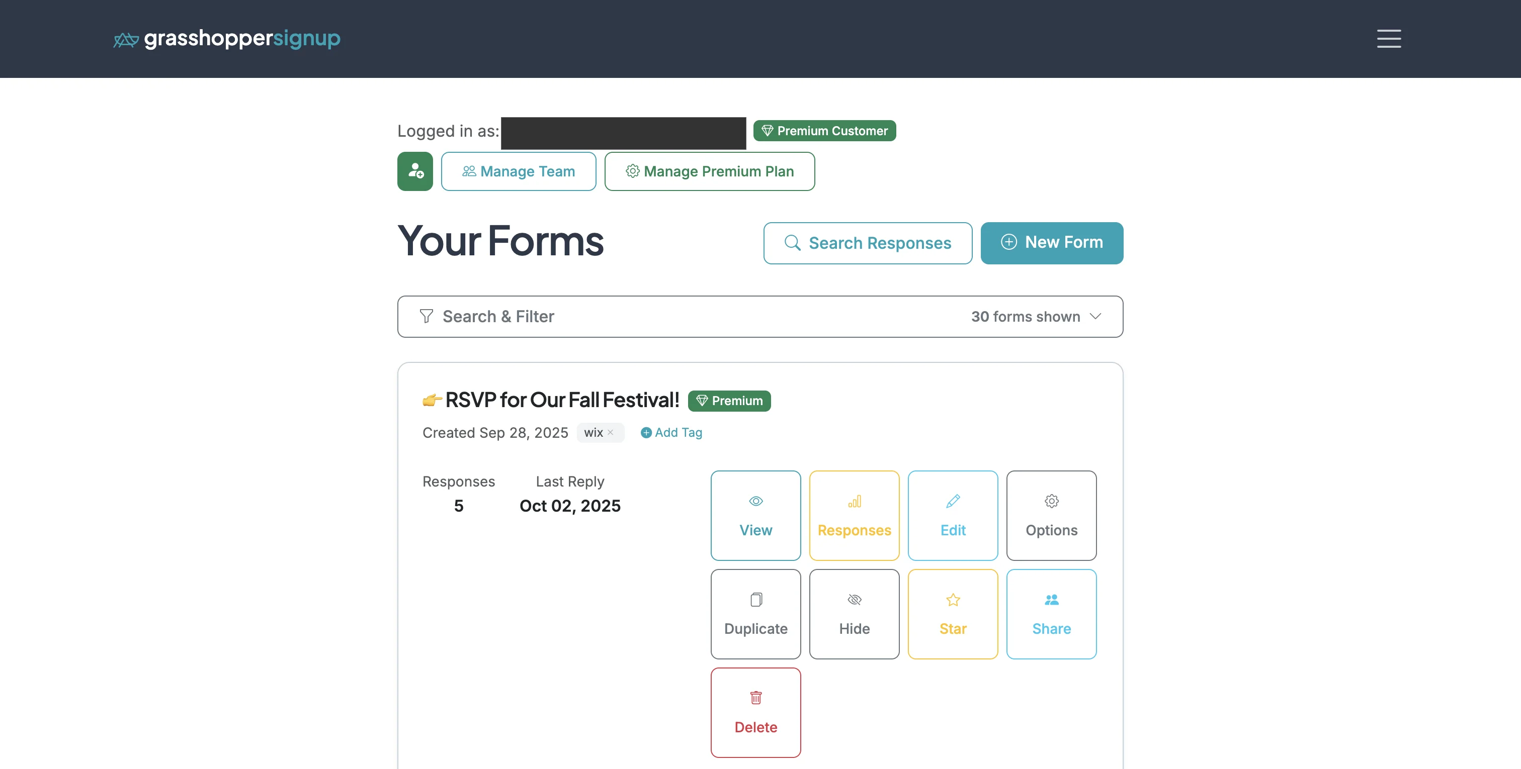 Screenshot showing Click on the Person+ icon to share a form with another user.