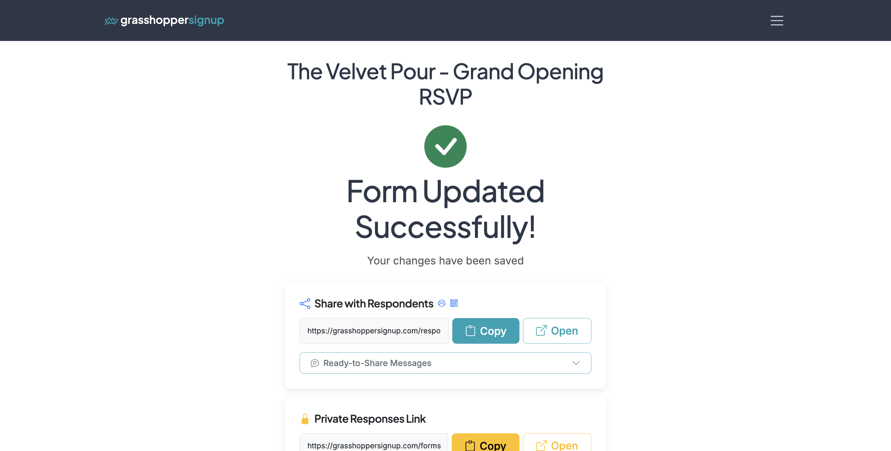 Screenshot showing Go to the Success / Options page for your form.