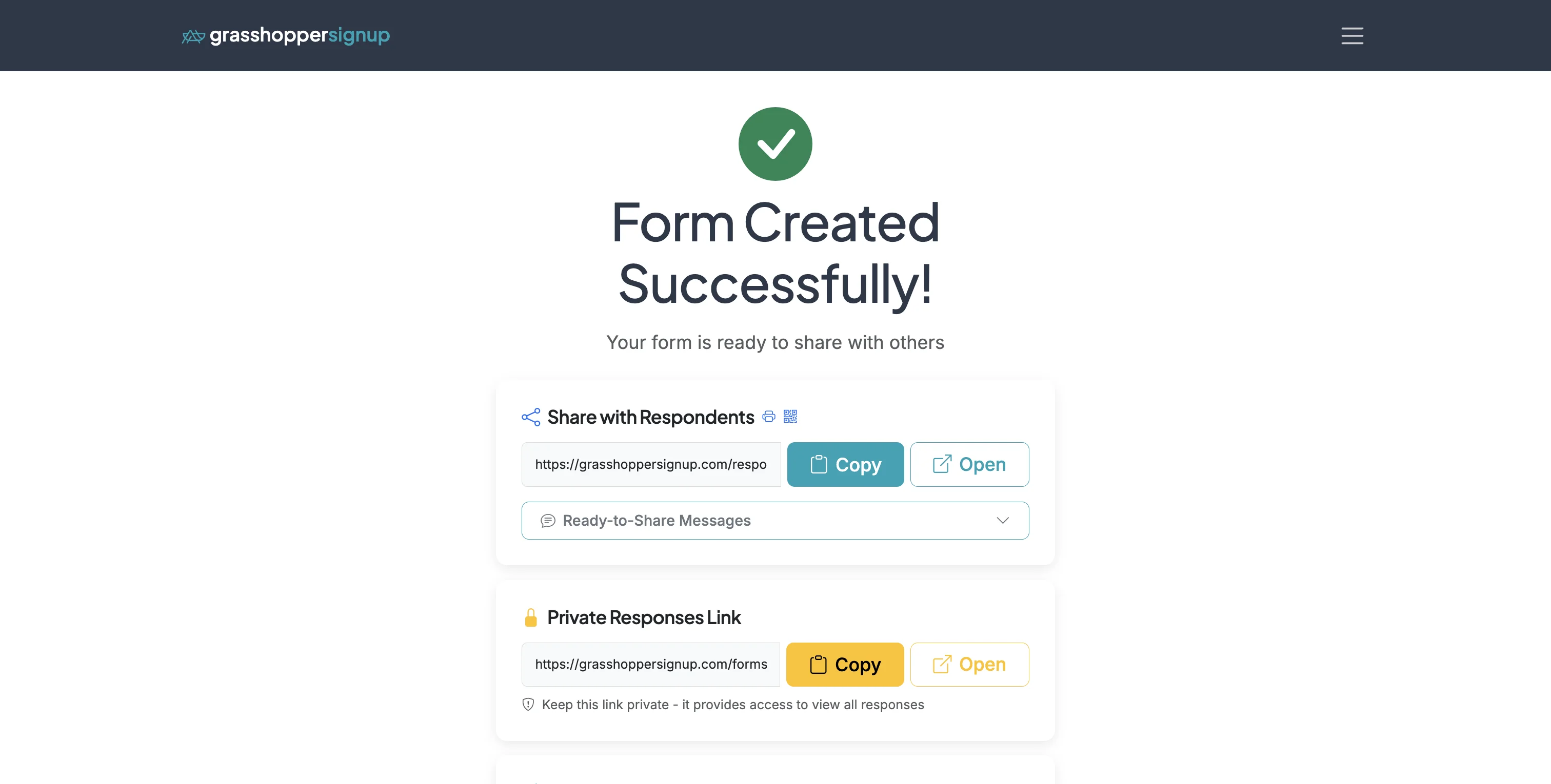 Screenshot showing Start on the Options page for your form.