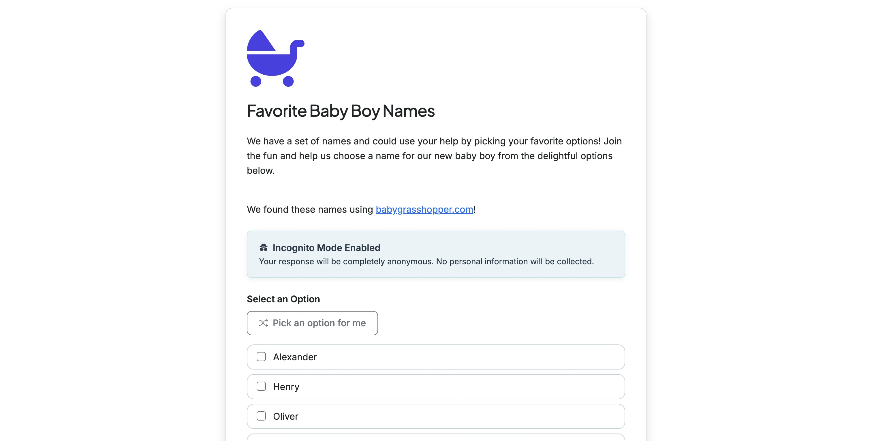 Screenshot showing Click on 'Favorite Baby Boy NamesWe have'