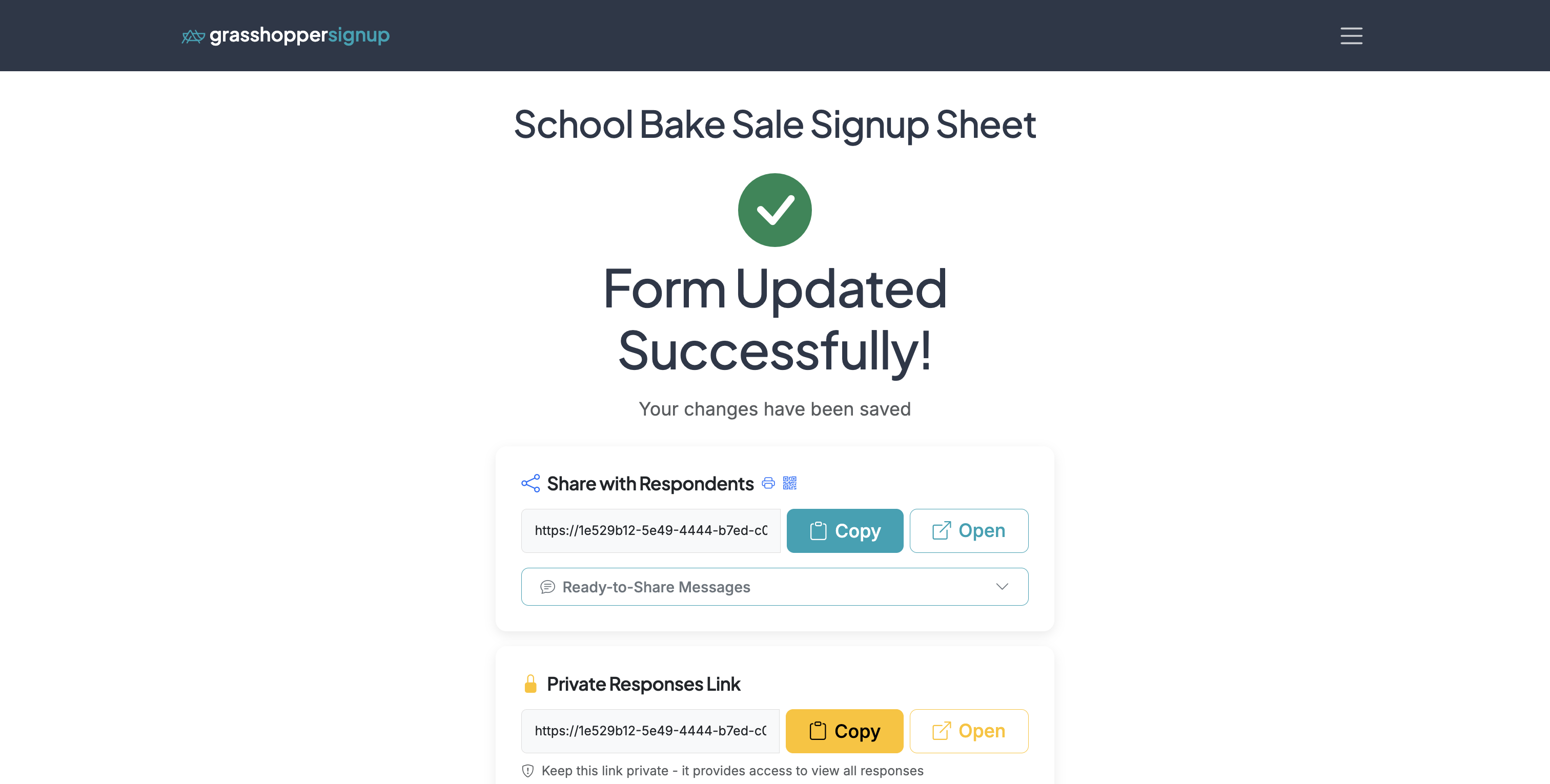 Screenshot showing Start on the Form Options page for your form.
