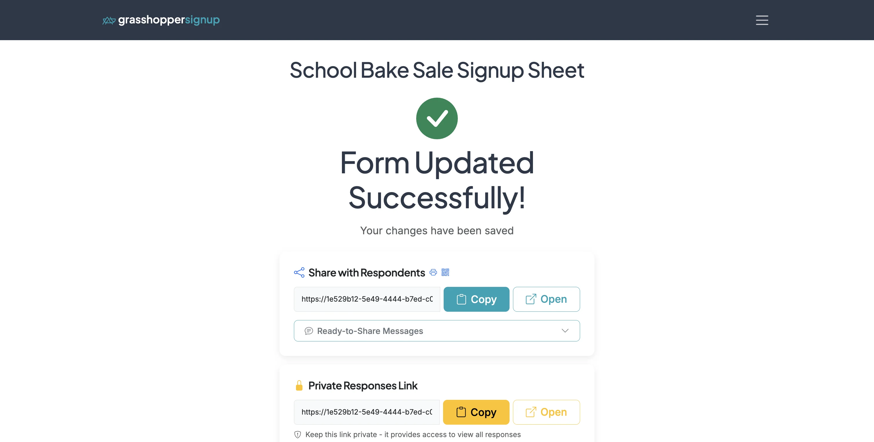 Screenshot showing Start on the Form Options page for your form.