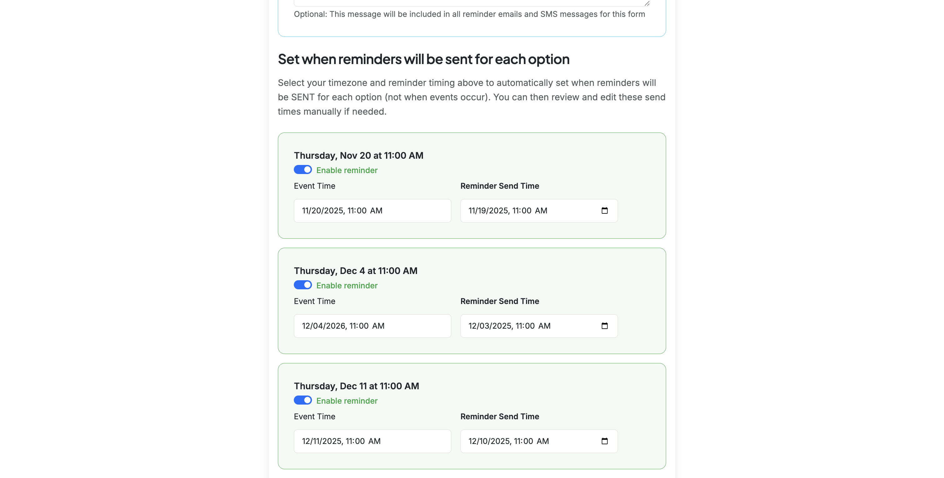 Screenshot showing Click on 'Setup Automatic Reminders Conf'