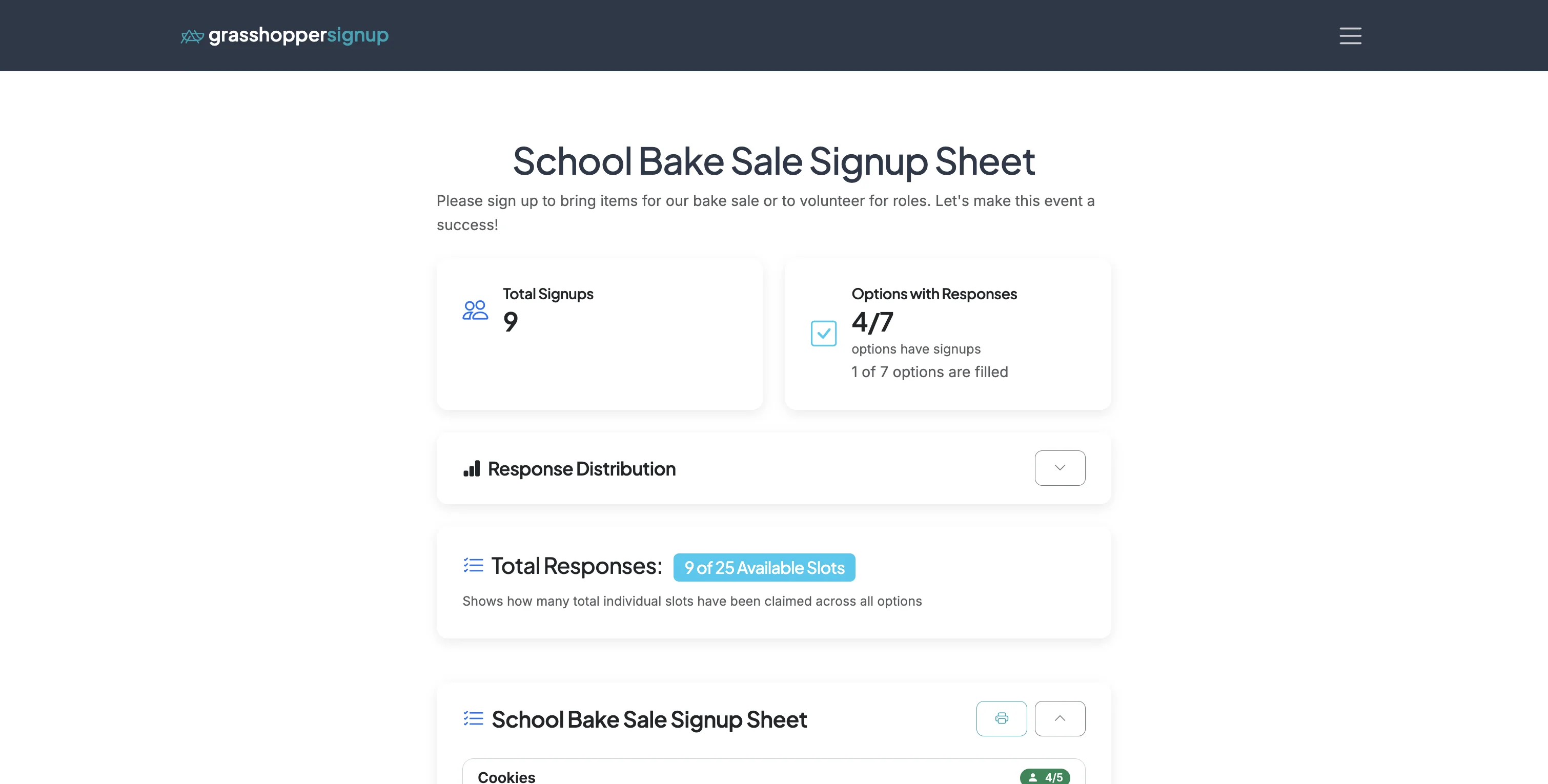 Screenshot showing Start on the Responses page for your form.