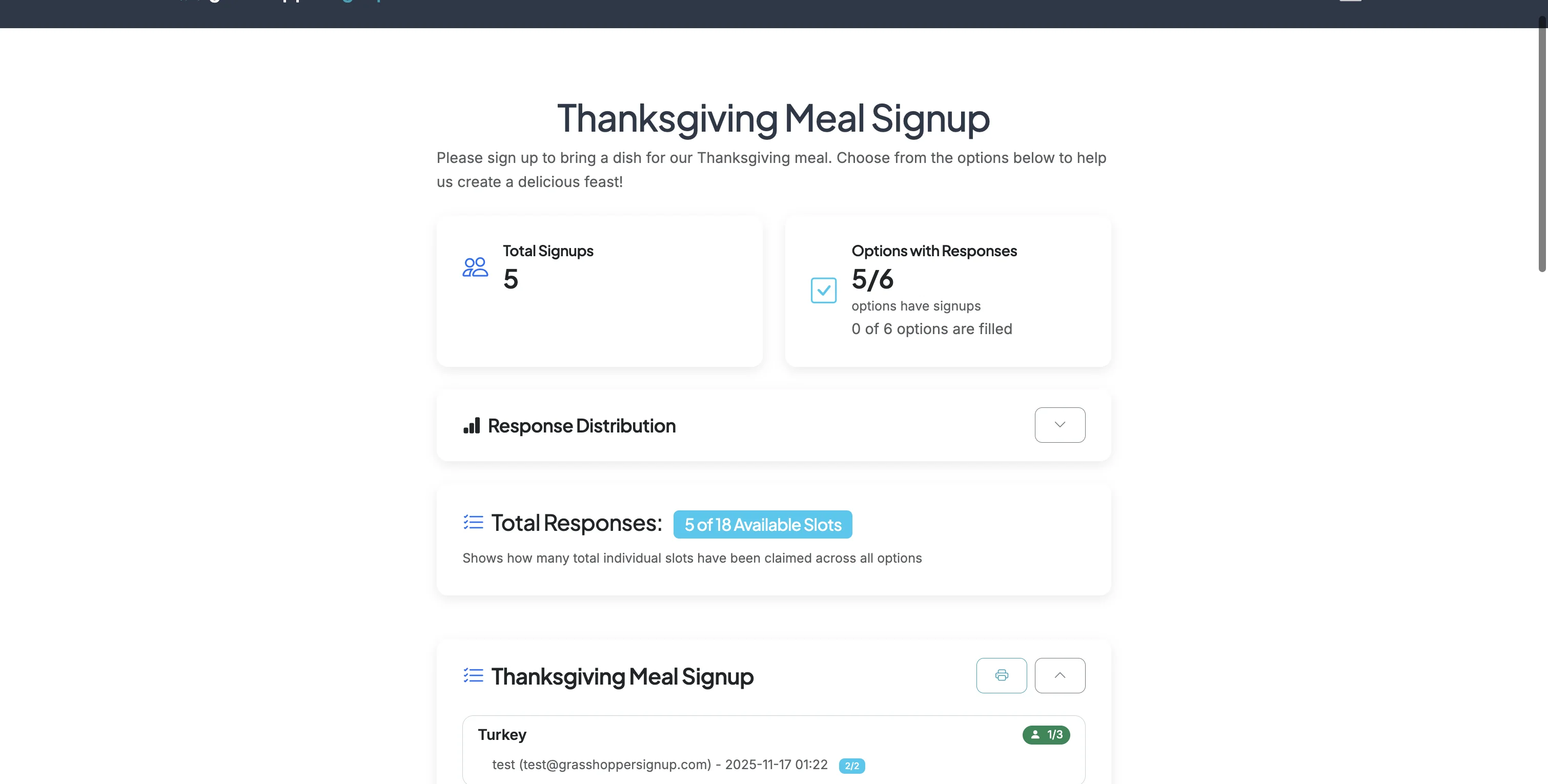 Screenshot showing Start on the Responses page of your form.