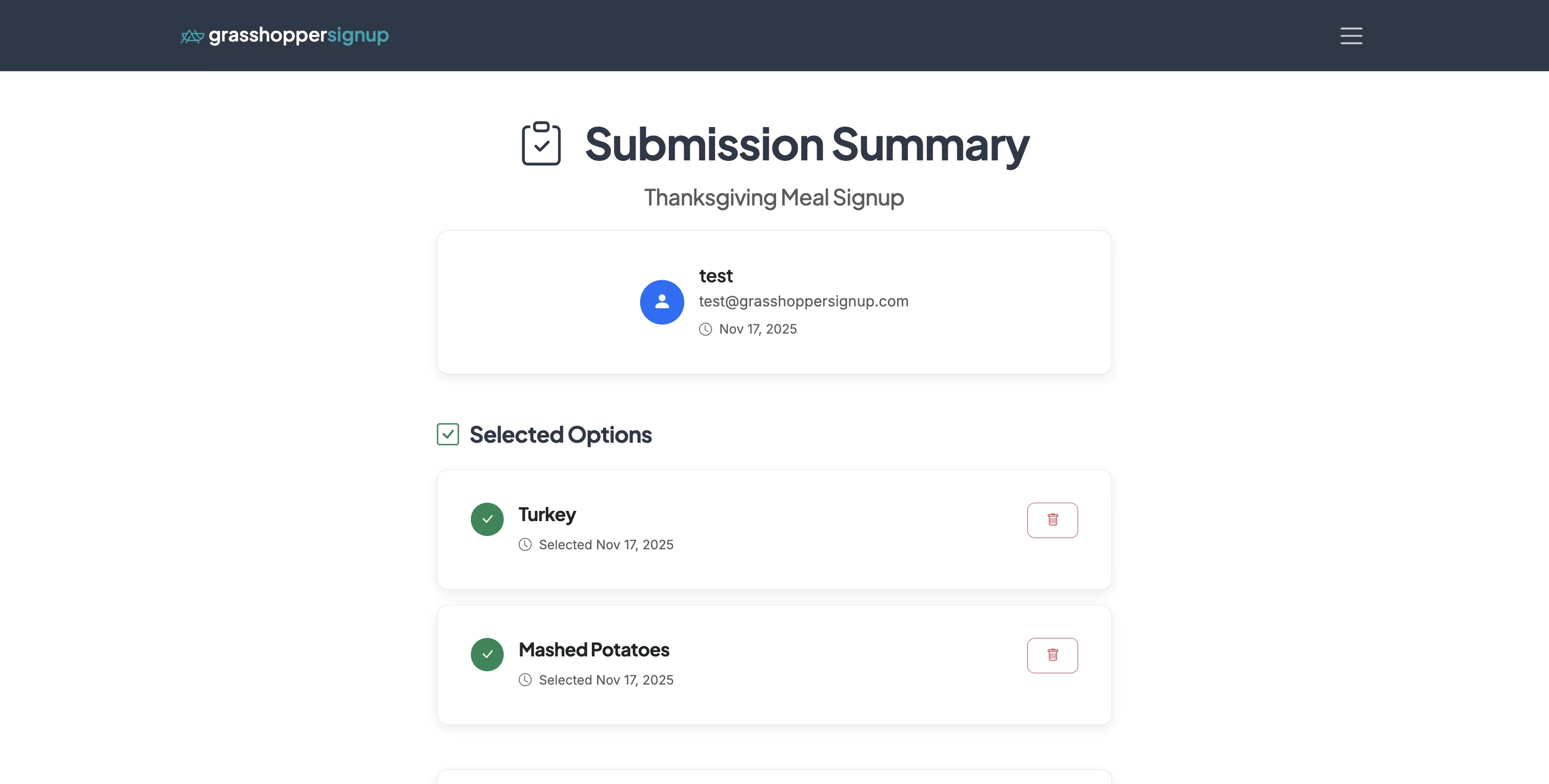 Screenshot showing The Submission will allow you to remove full or partial responses.