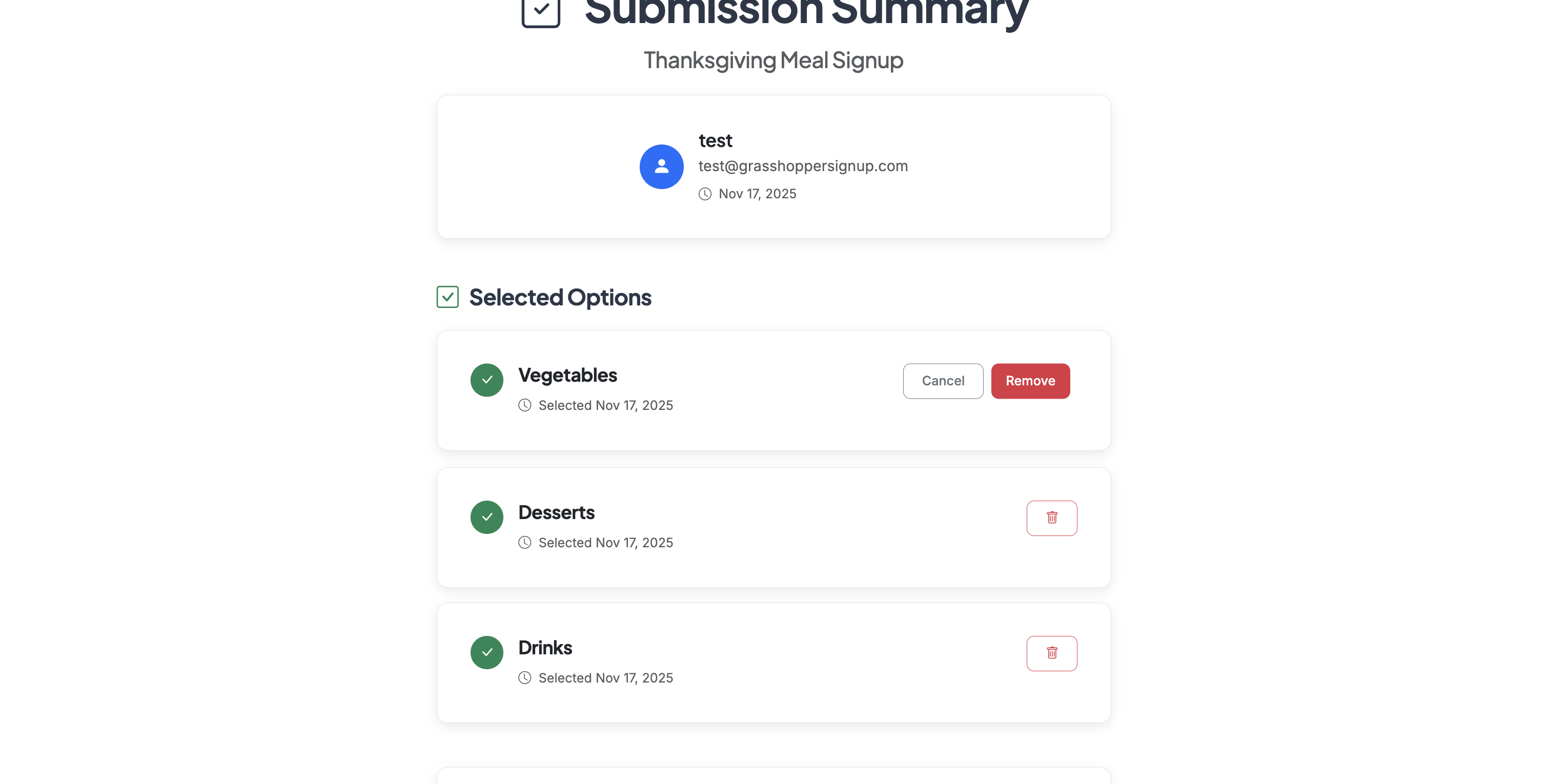 Screenshot showing Click the trash icon to remove any selected options that you would like to remove.