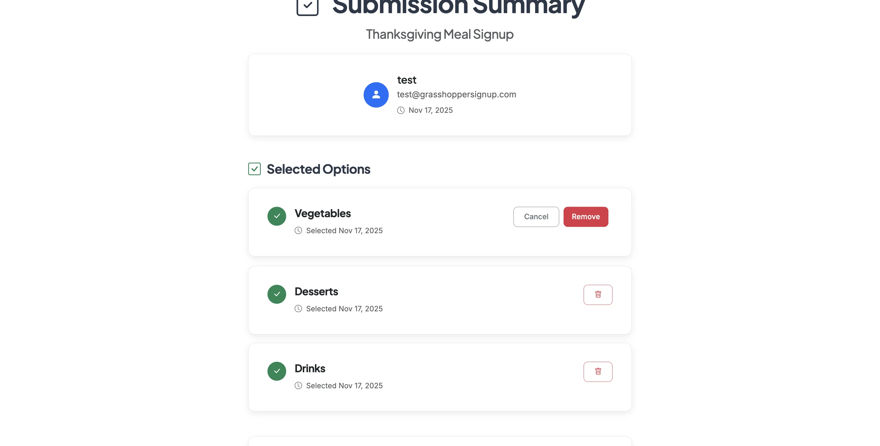 Screenshot showing Click the trash icon to remove any selected options that you would like to remove.