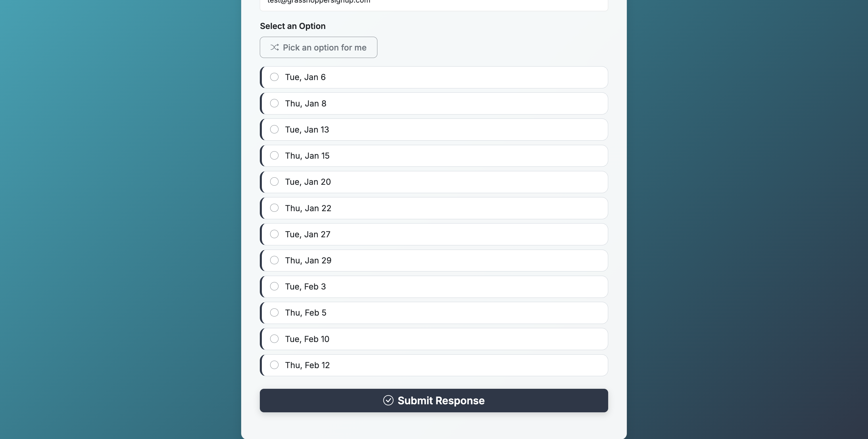 Screenshot showing Your form will now show options without the available response counts visible.