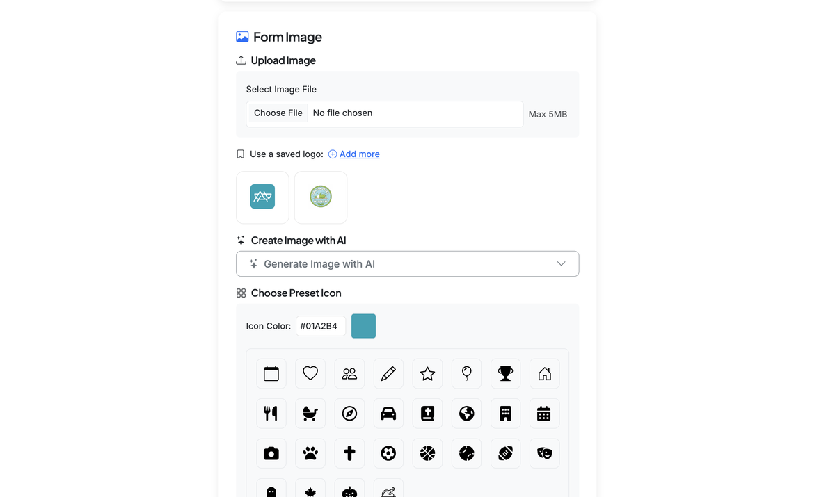 Screenshot showing Scroll down to the 'Form Image' section.
