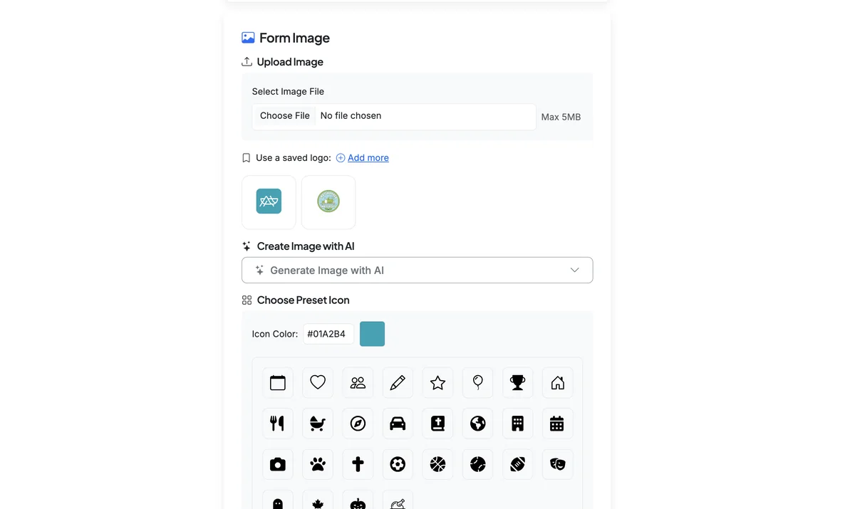 Screenshot showing Scroll down to the 'Form Image' section.