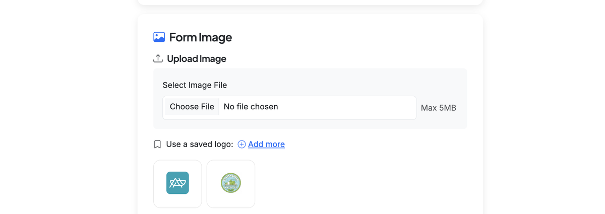 Screenshot showing Select a file to use your own image or photo. Or, select from your saved images if you have logos or images saved to a brand profile.