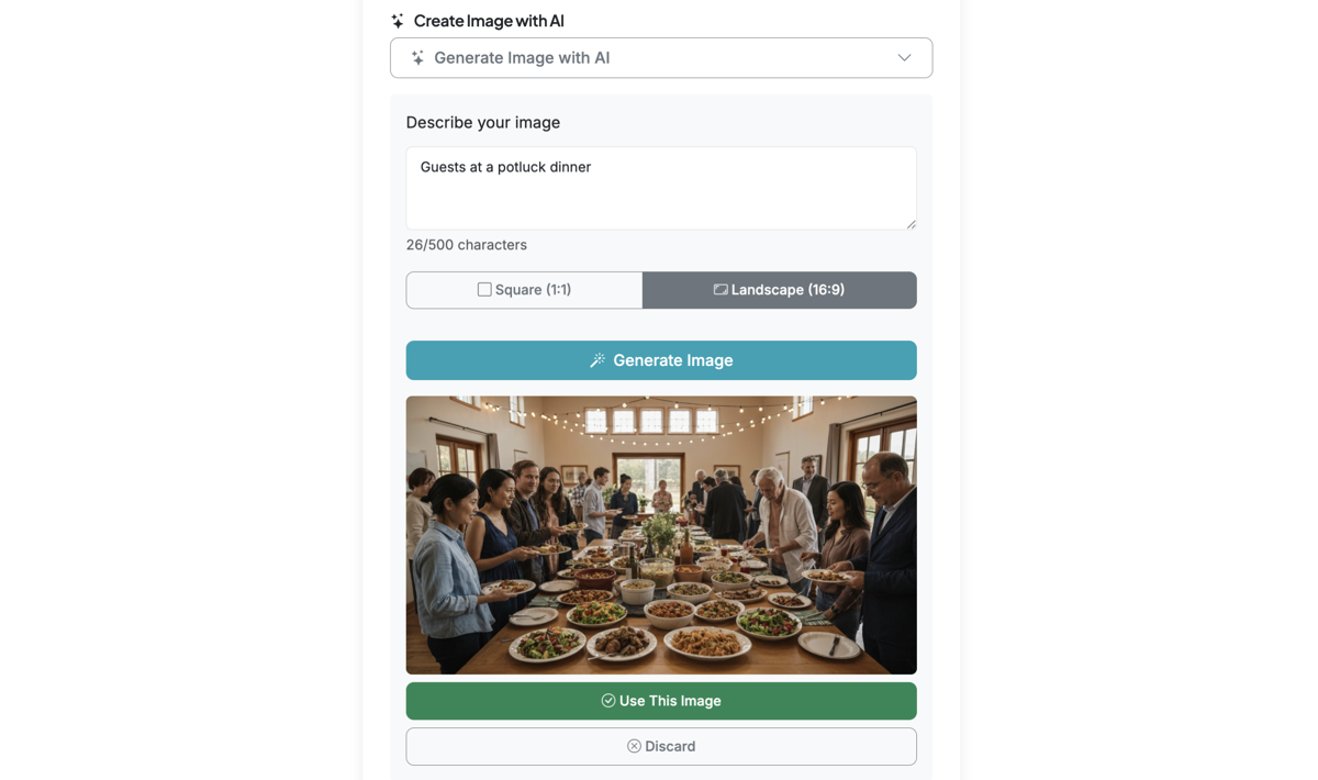 Screenshot showing When you click 'Generate Image' your request will generate an image for you to review.