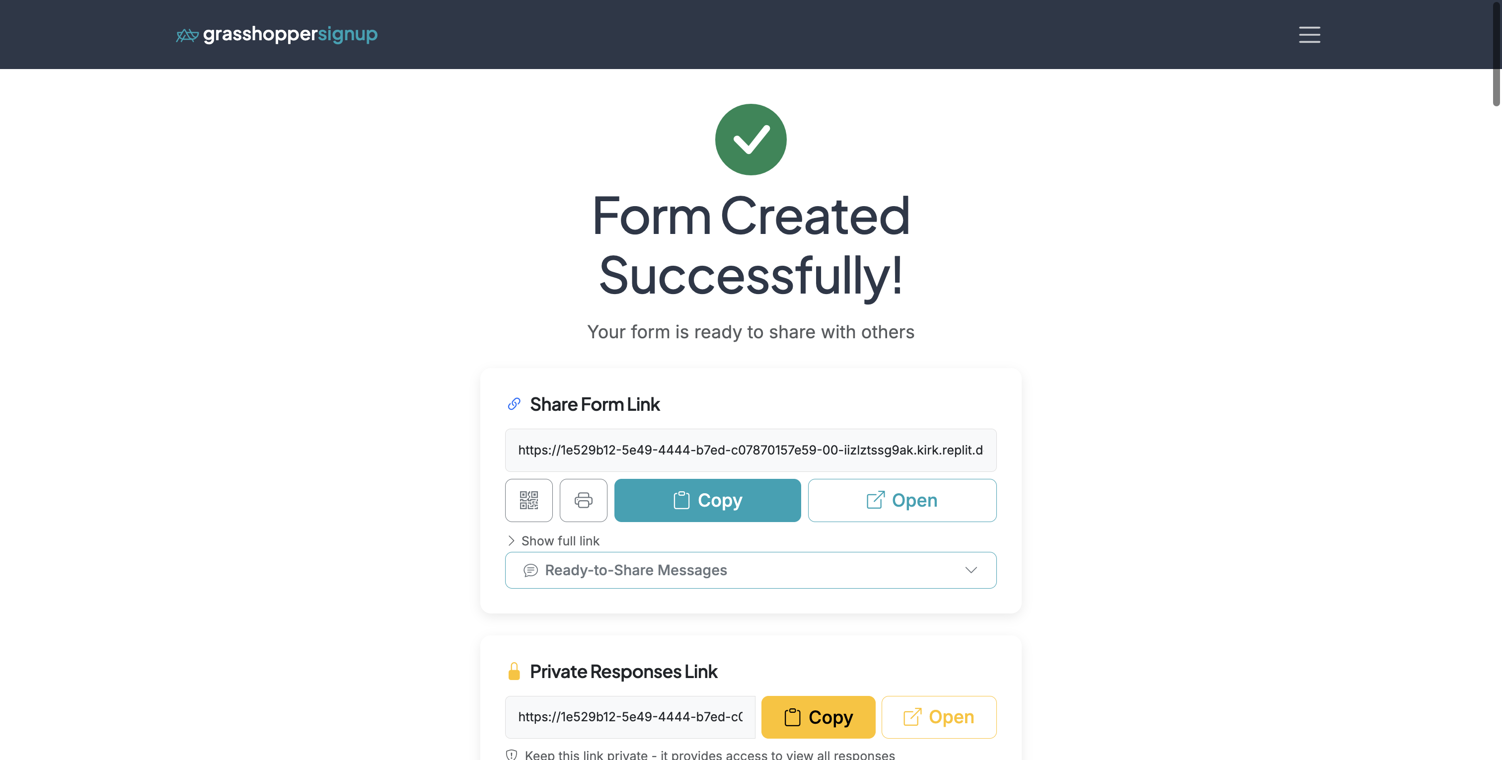 Screenshot showing Start on your Form Options page.