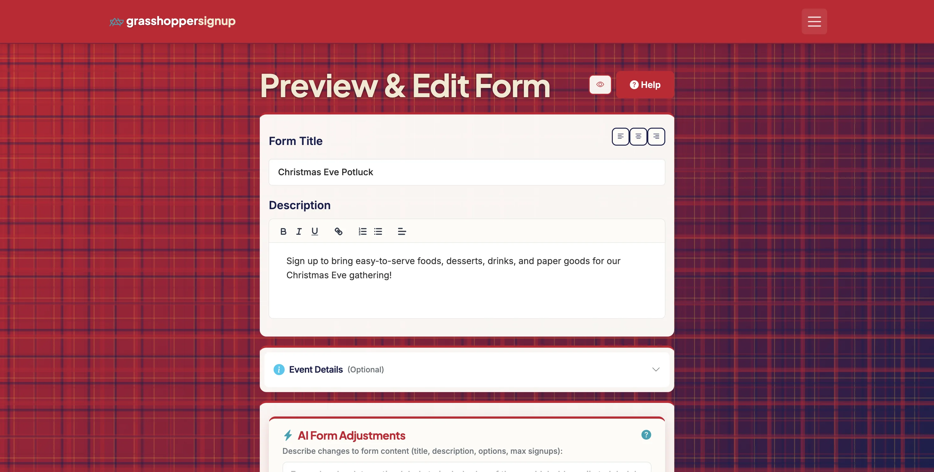 Screenshot showing Start on the Edit Page of your form.