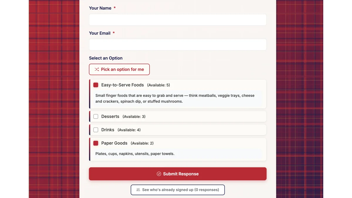Screenshot showing When respondents view your form, they will see option descriptions when they select an option that includes a description. Option descriptions will also be included on their form Submission page and in the email confirmations.